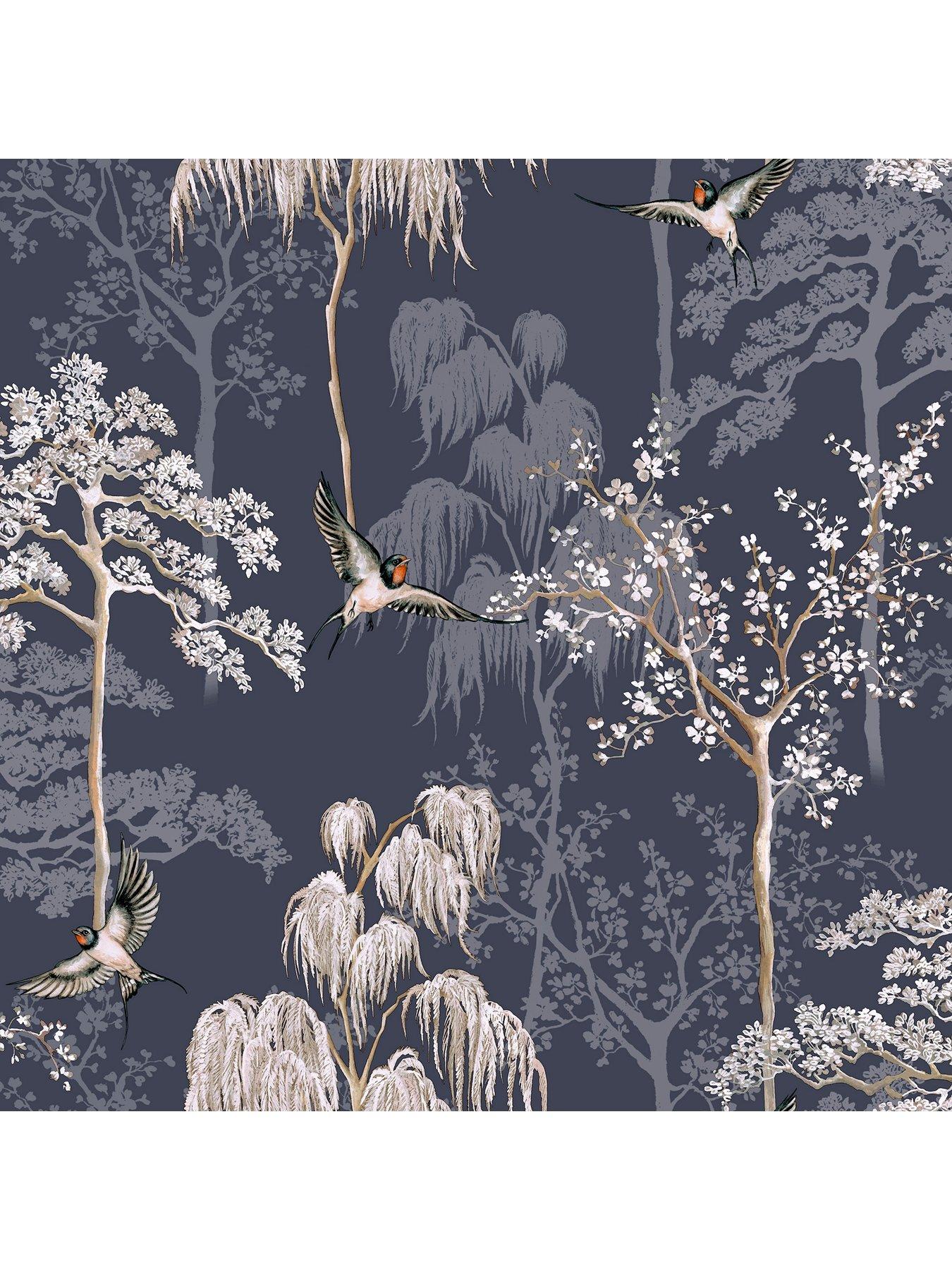 ARTHOUSE Japanese Garden Blue Wallpaper | littlewoods.com