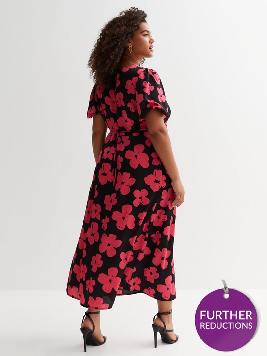 stillFront image of new-look-curves-floral-puff-sleeve-midi-dress-print