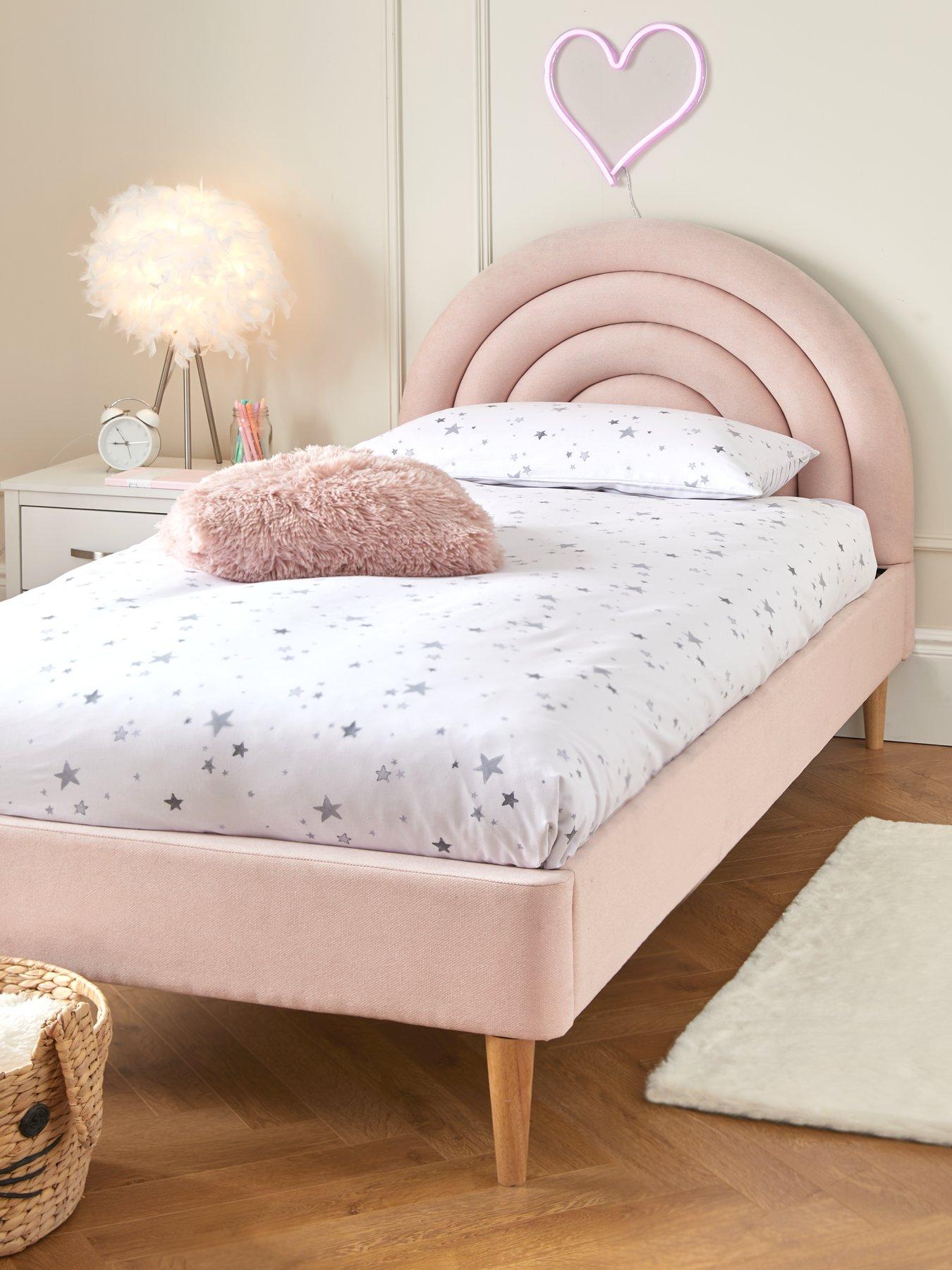 The Very Collection Rainbow Children's Single Bed Frame with Mattress Options (Buy and SAVE!) - Pink - FSC® Certified