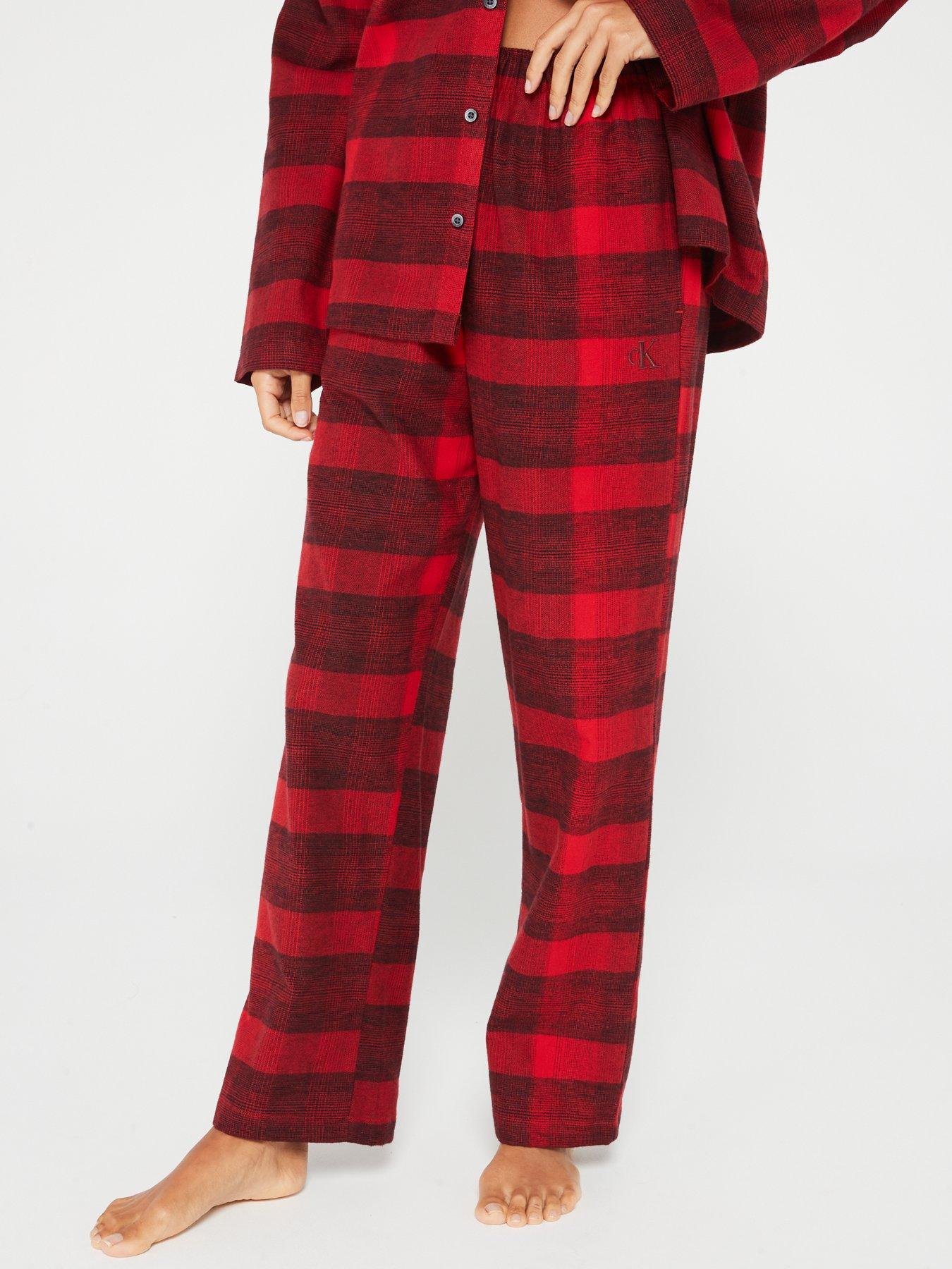 Calvin Klein Check Flannel Pyjama Trousers, Red/Black, XS