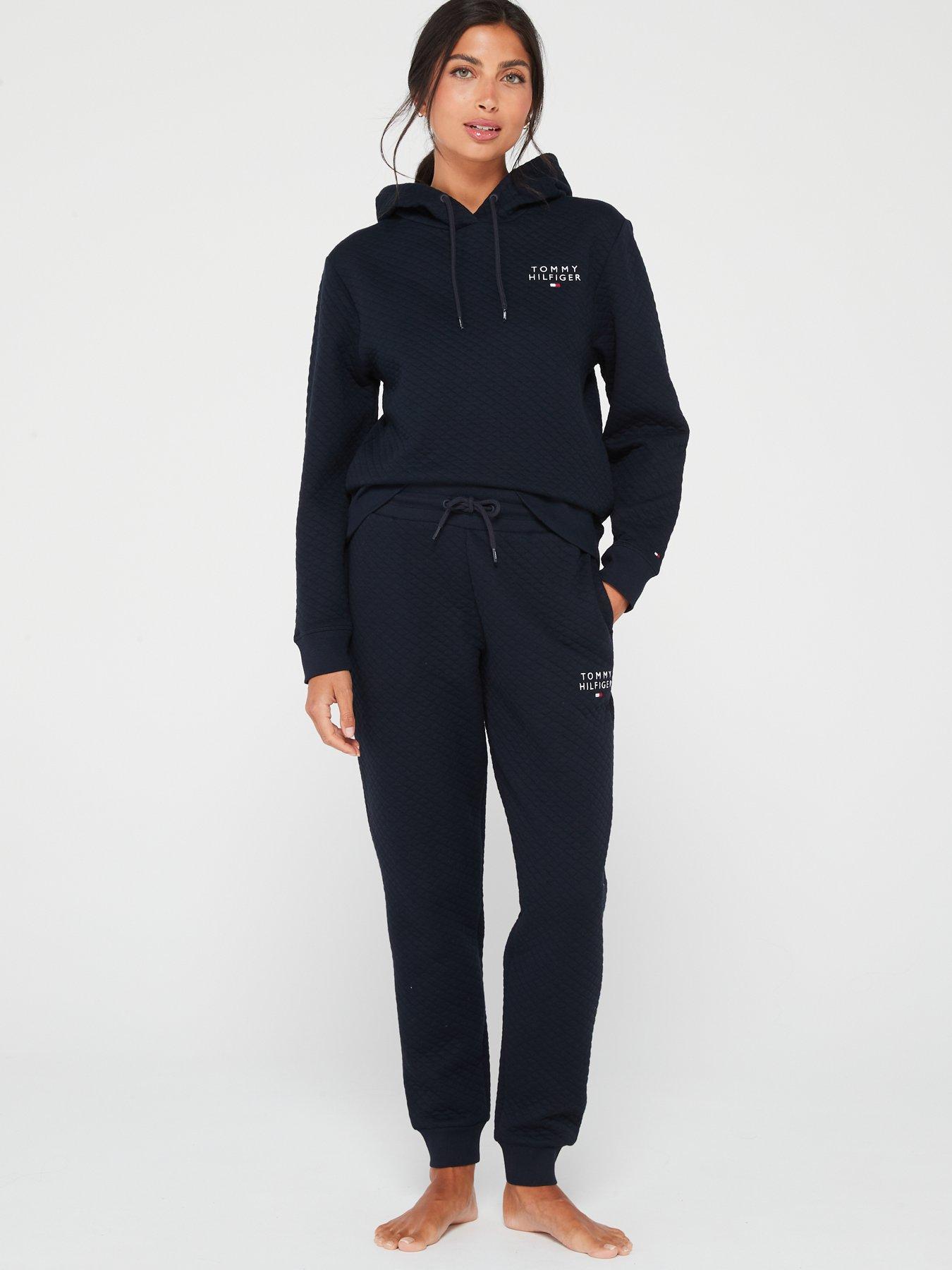 Tommy Hilfiger Quilted Loungewear Hoodie Black littlewoods