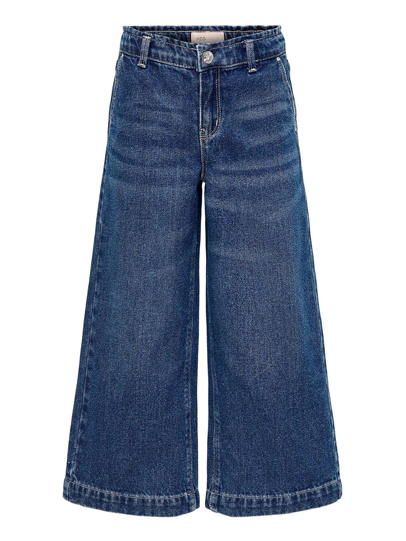 ONLY Molly Wide Leg Jeans With Exposed Buttons in Blue