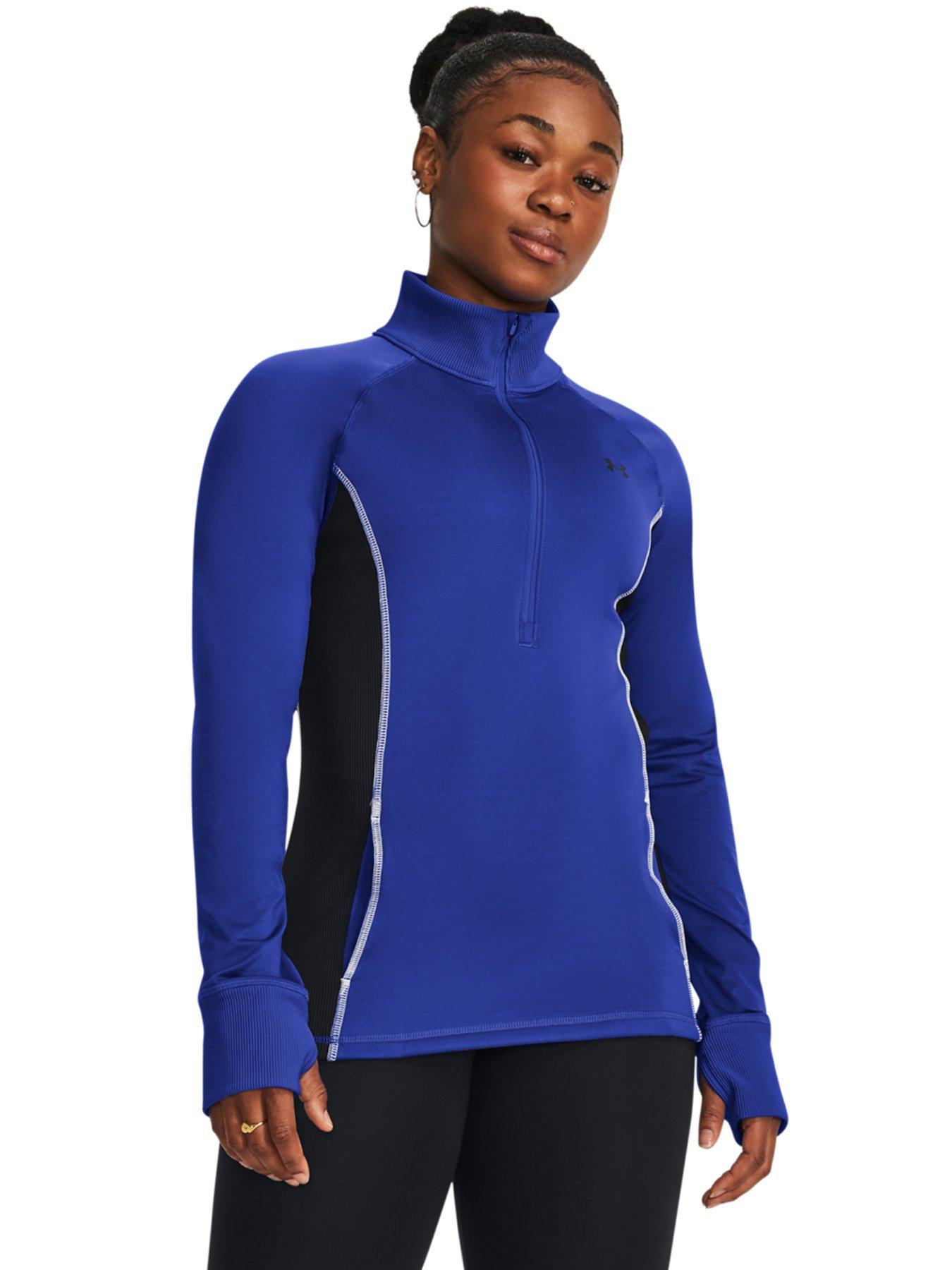 UNDER ARMOUR Womens Training ColdGear Authentics Crew Long Sleeve Top -  Black/White