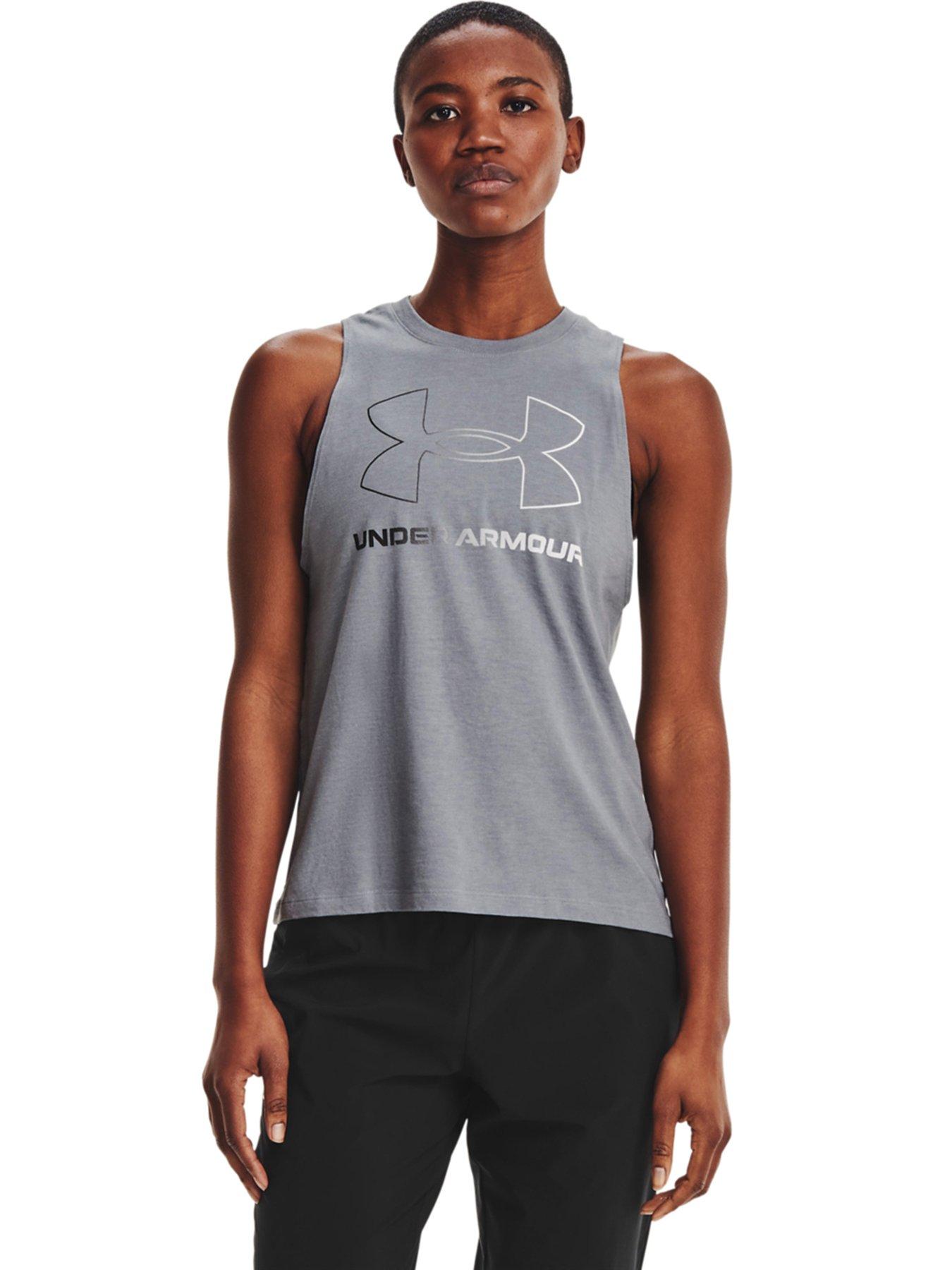 UNDER ARMOUR Women Black & White Live Sportstyle Graphic Brand Logo Print  T-shirt