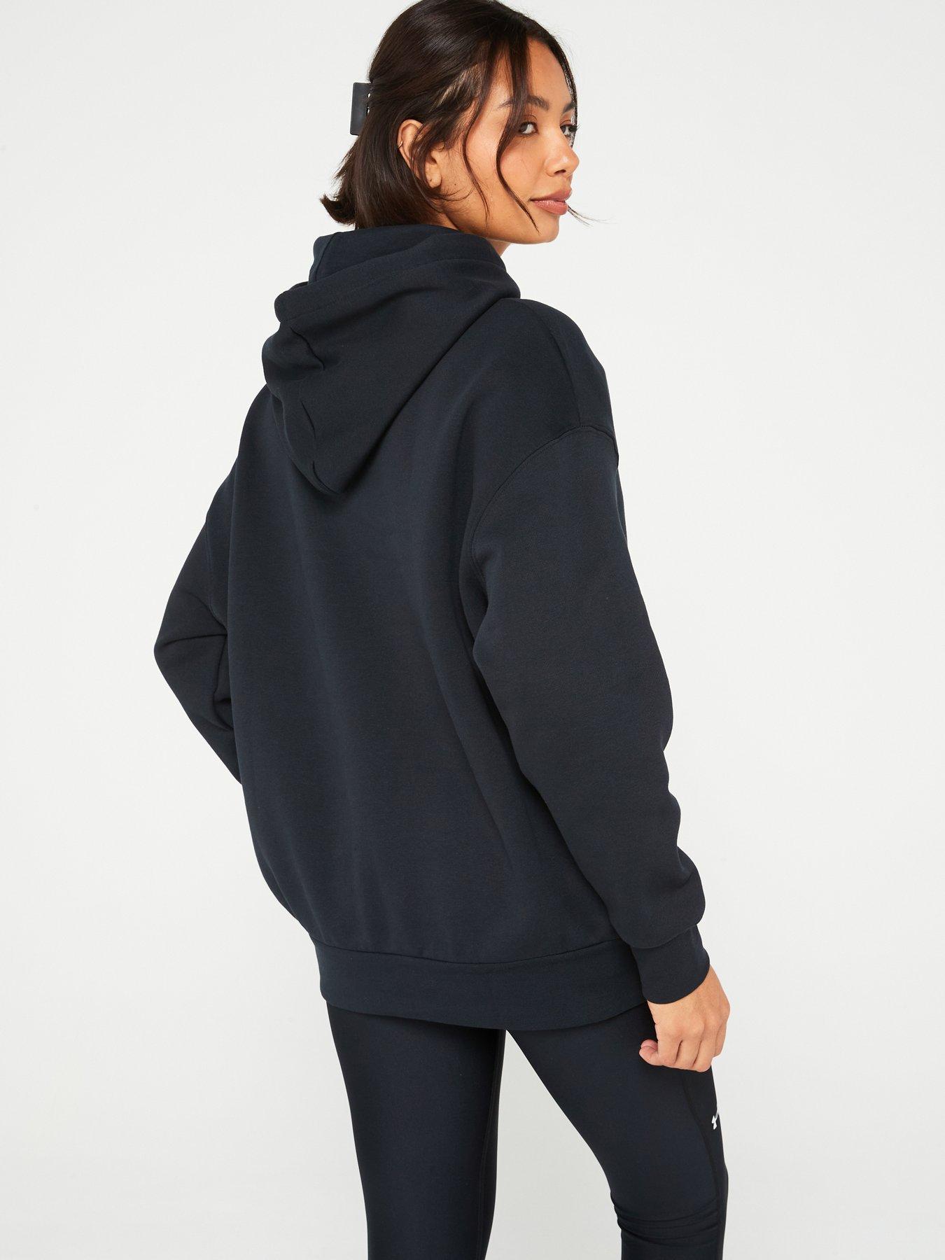  image of under-armour-womens-training-essentials-fleece-hoodie-blackwhite