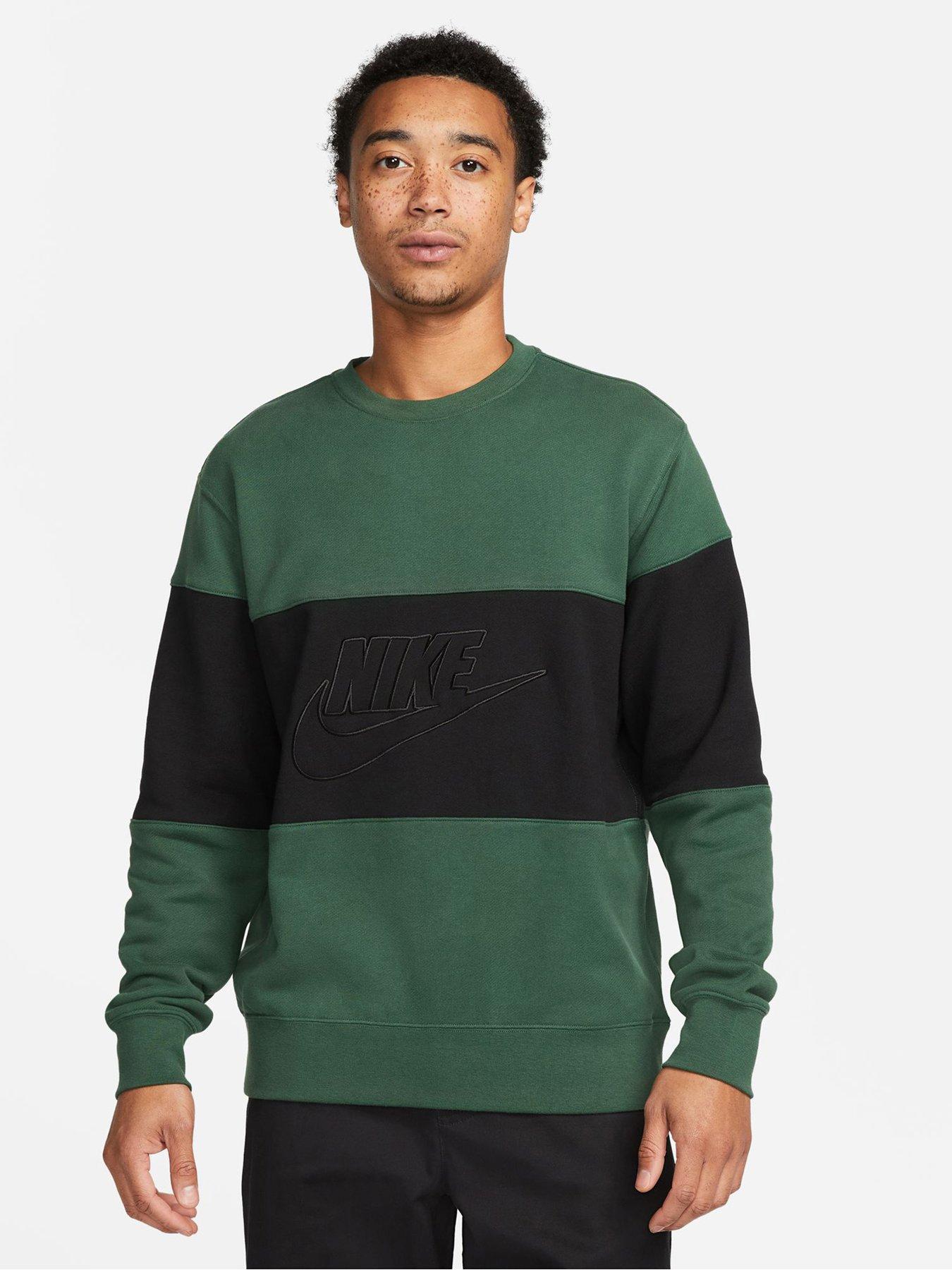 Nike Club Colour Block Crew Sweat - Green | littlewoods.com