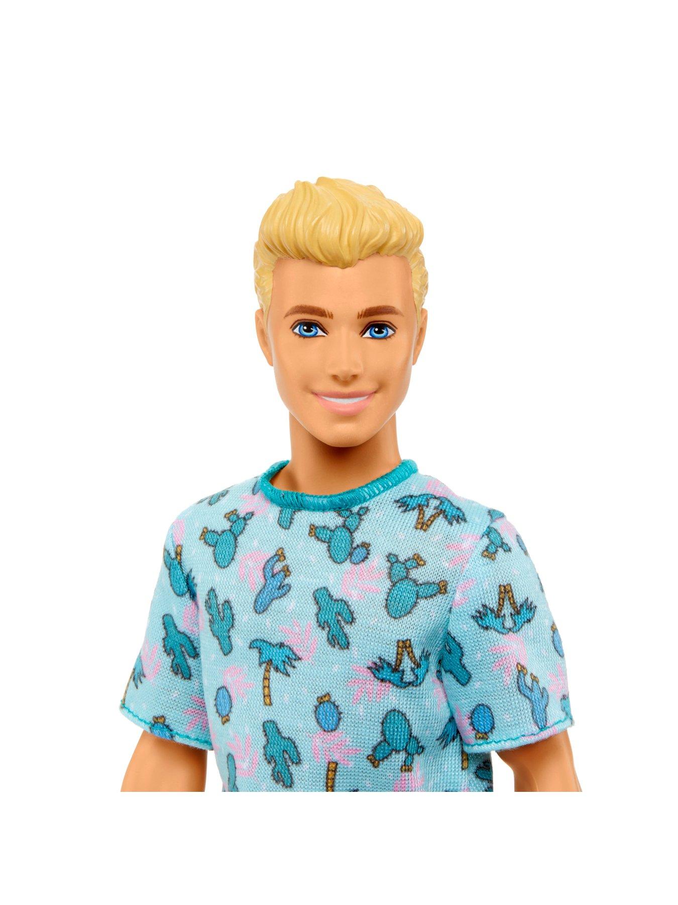 Blonde Ken Doll with Swim Trunks and Beach-Themed Accessories