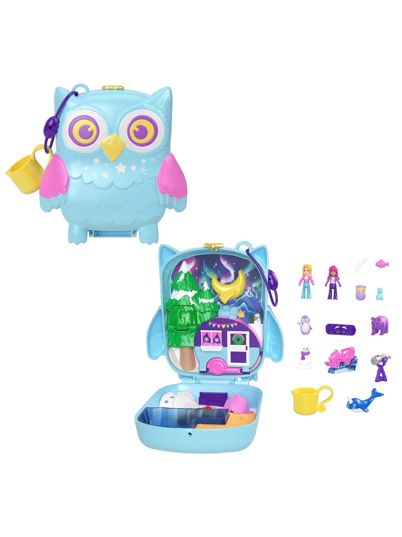 Polly Pocket Snowy Sleepover Owl Compact Micro Doll Playset