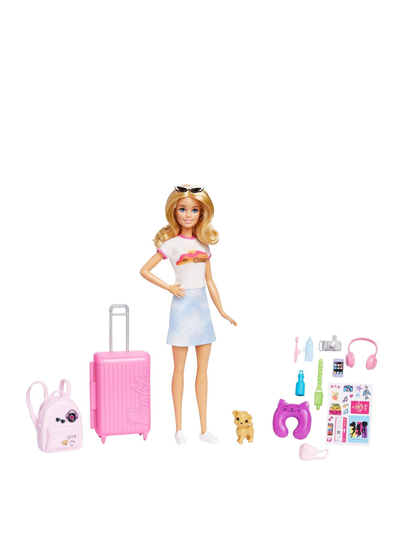 Barbie Doll Travel Themed with Puppy, Luggage & 10+ Accessories