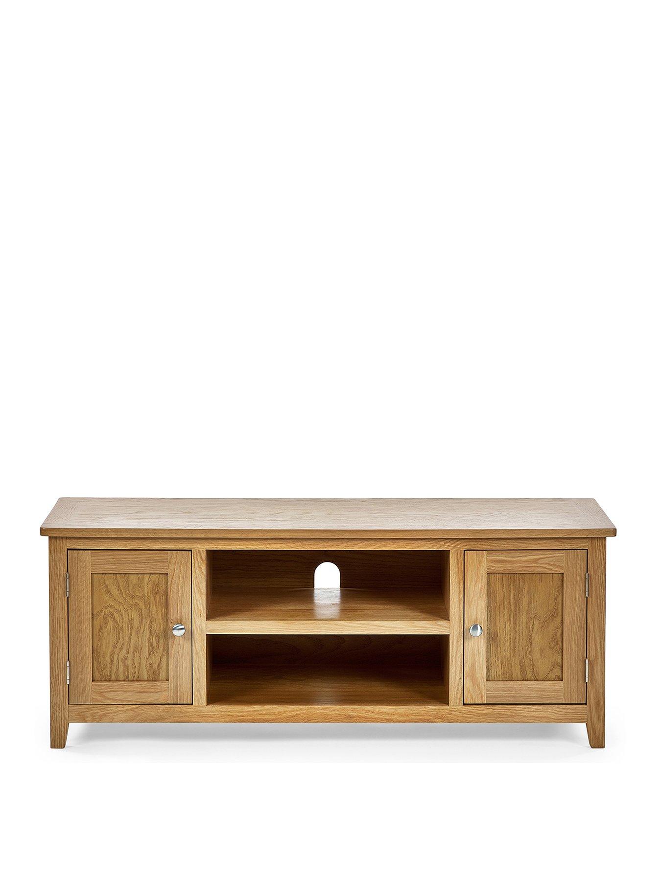 Image 2 of 5 of Julian Bowen Mallory Ready Assembled Solid Oak/Oak Veneers&nbsp;Widescreen TV&nbsp;Unit - fits up to 70 inch TV