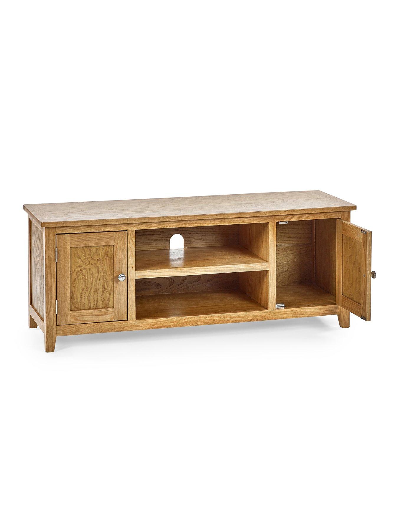  image of julian-bowen-mallory-ready-assembled-solid-oakoak-veneersnbspwidescreen-tvnbspunit-fits-up-to-70-inch-tv