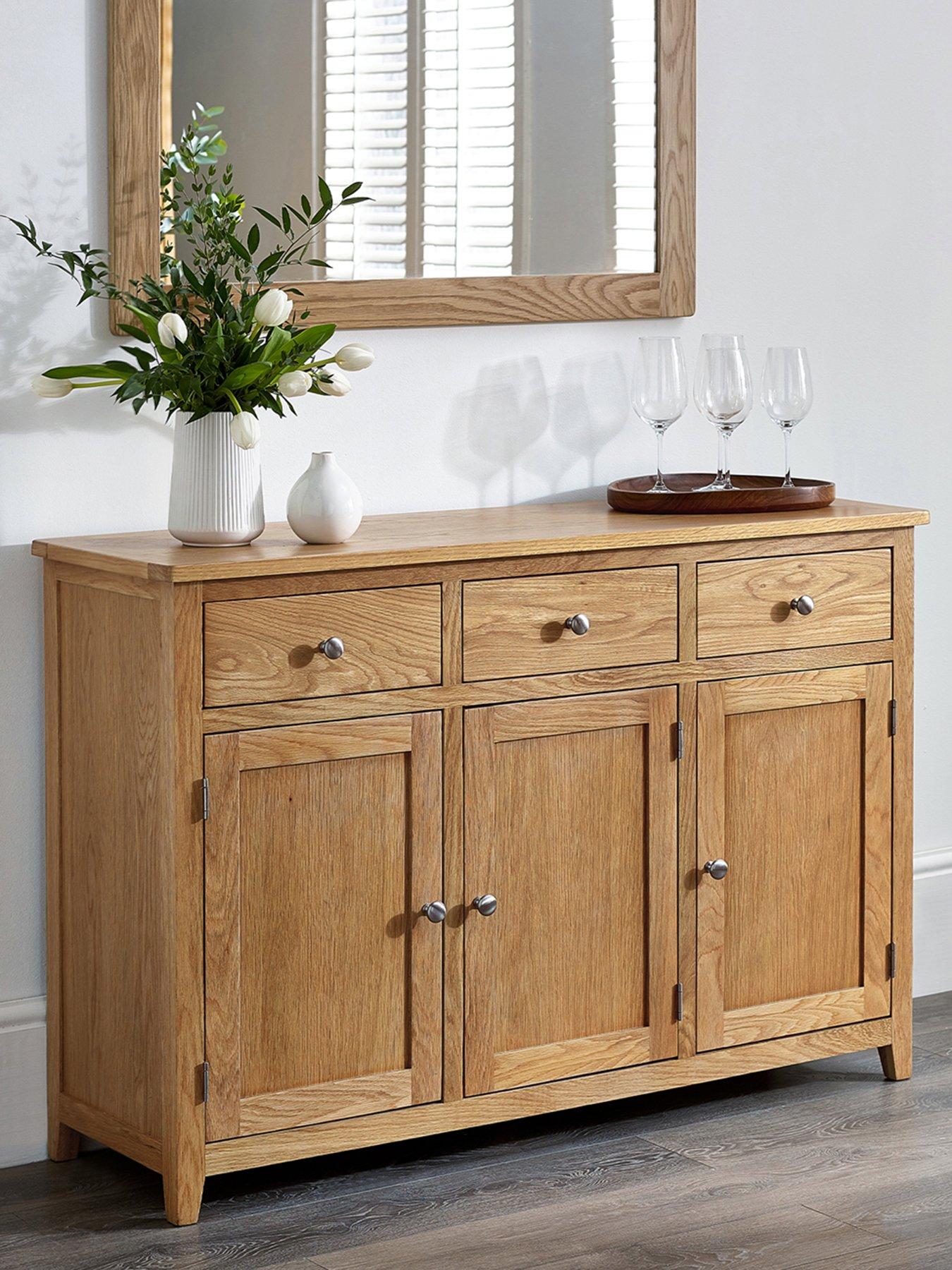 Image 1 of 5 of Julian Bowen Mallory Ready Assembled Large Solid Oak/Oak Veneer&nbsp;Sideboard