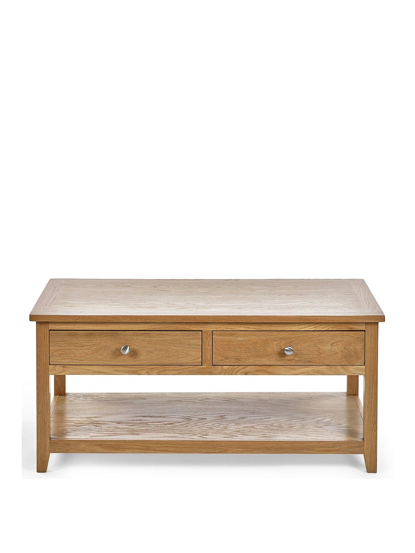 stillFront image of julian-bowen-mallory-ready-assembled-solid-oakoak-veneer-2-drawer-coffee-table