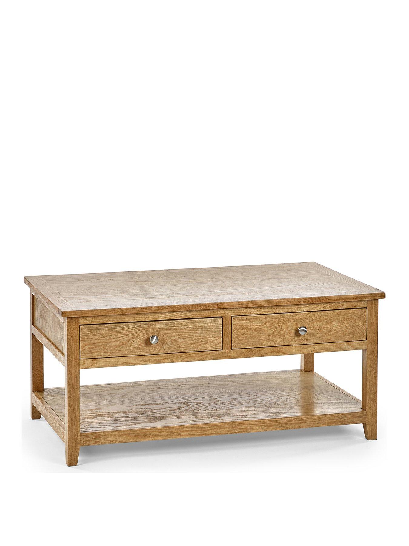  image of julian-bowen-mallory-ready-assembled-solid-oakoak-veneer-2-drawer-coffee-table