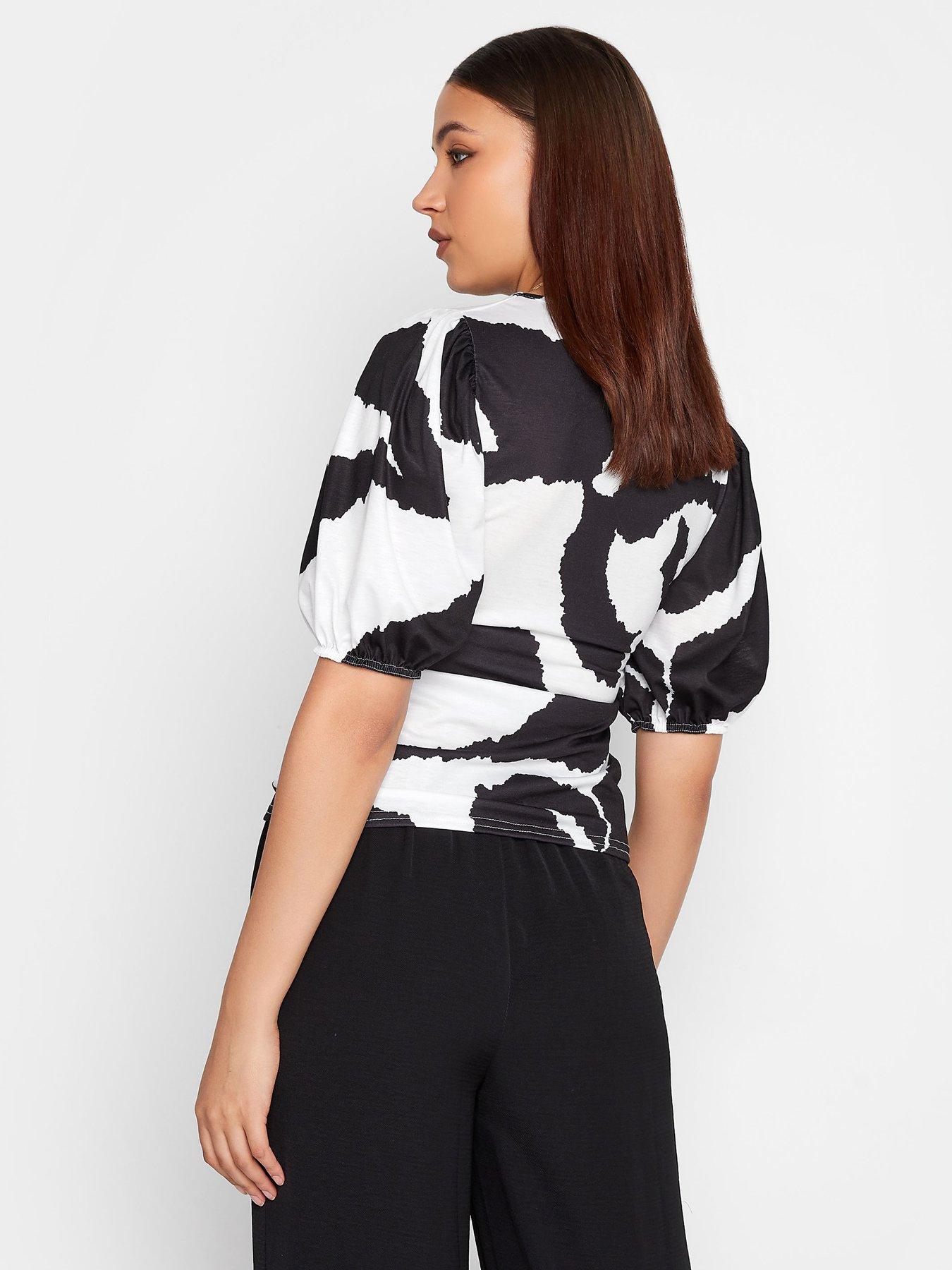 image of long-tall-sally-abstract-print-puff-sleeve-top