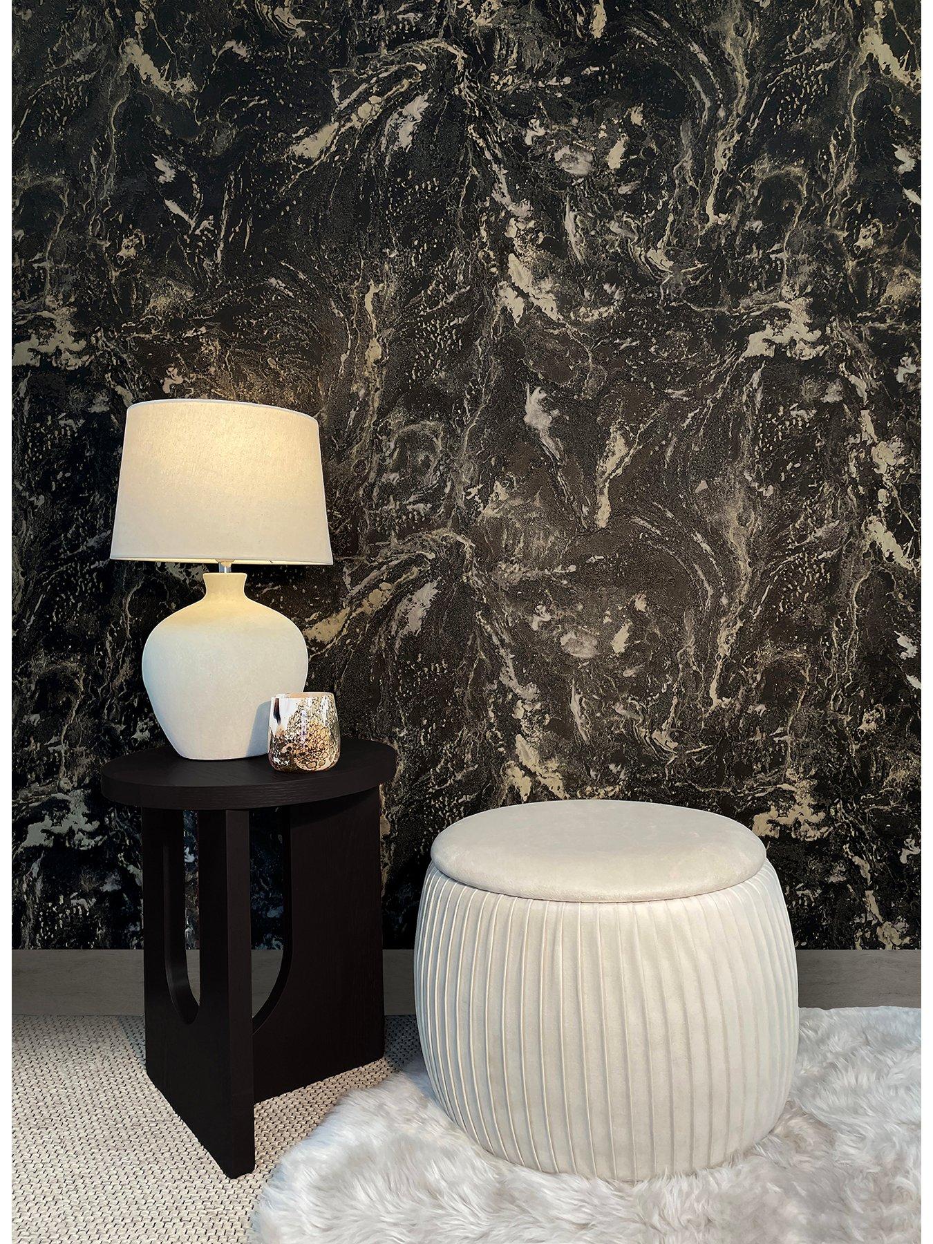 Rasch Sienna Marble Wallpaper - Black