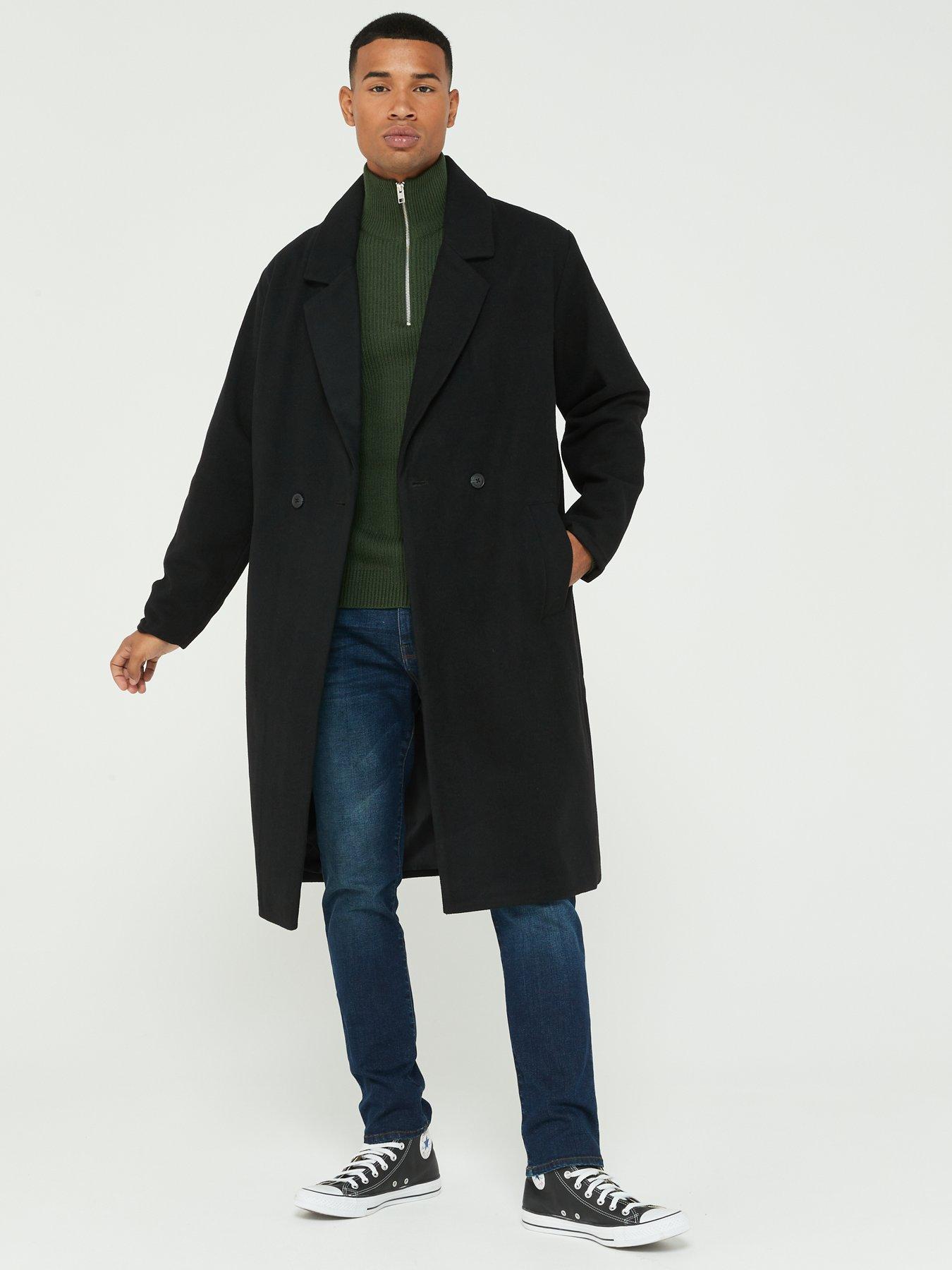 Jack Jones Jack Jones Oversized Wool Blend Overcoat Black littlewoods