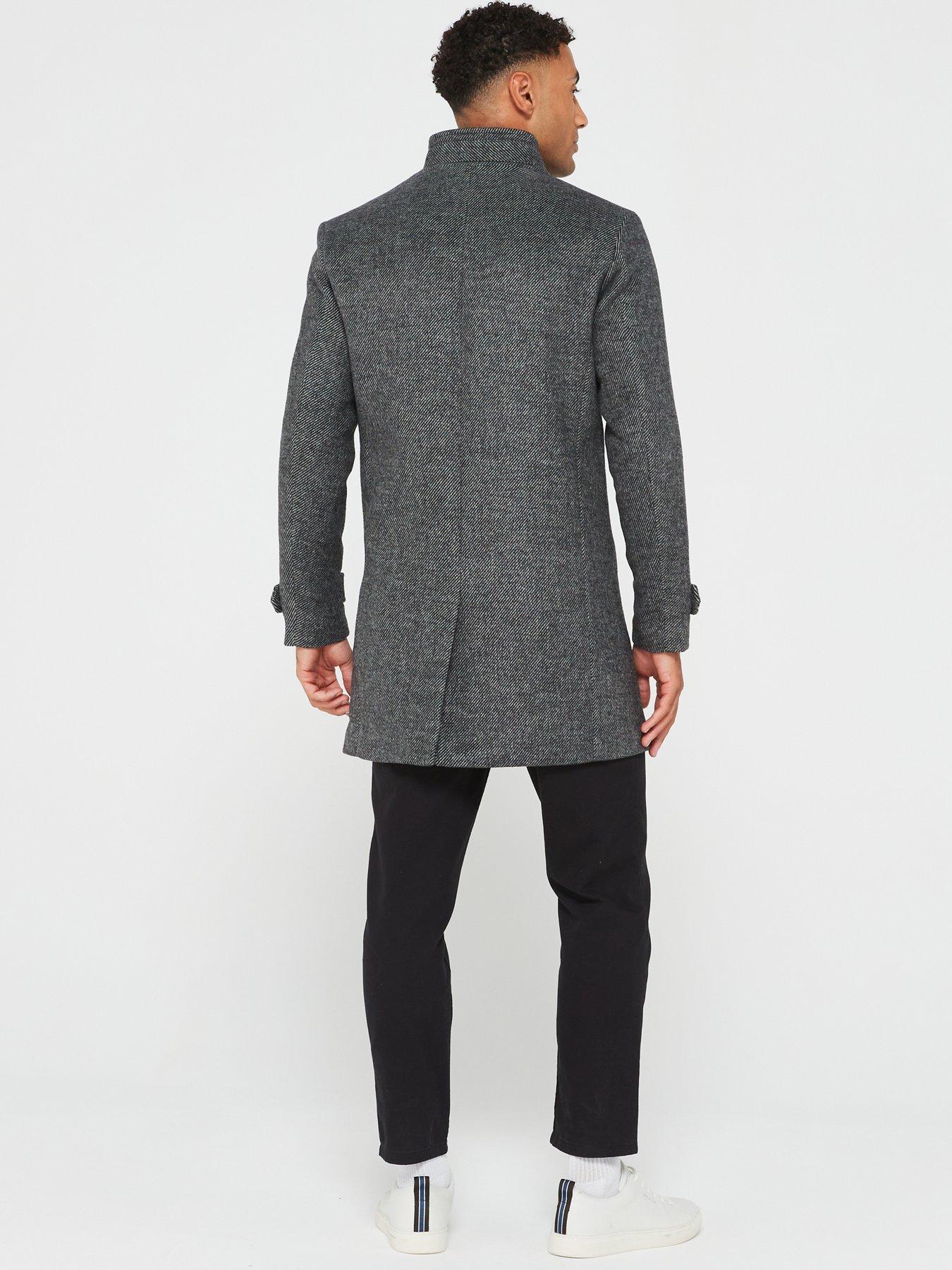 Jack & Jones Premium Wool Blend Trench Coat - Dark Grey