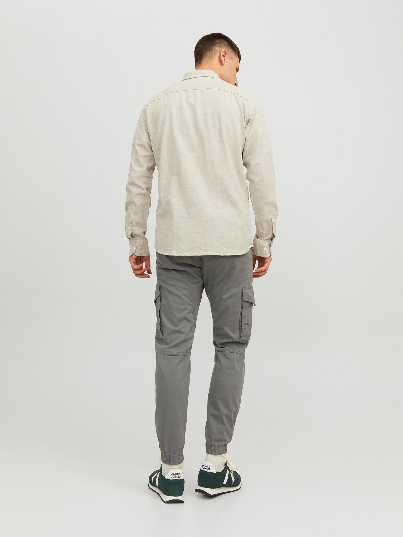  image of jack-jones-jack-amp-jones-paul-flake-cuffed-cargo-trousers-green