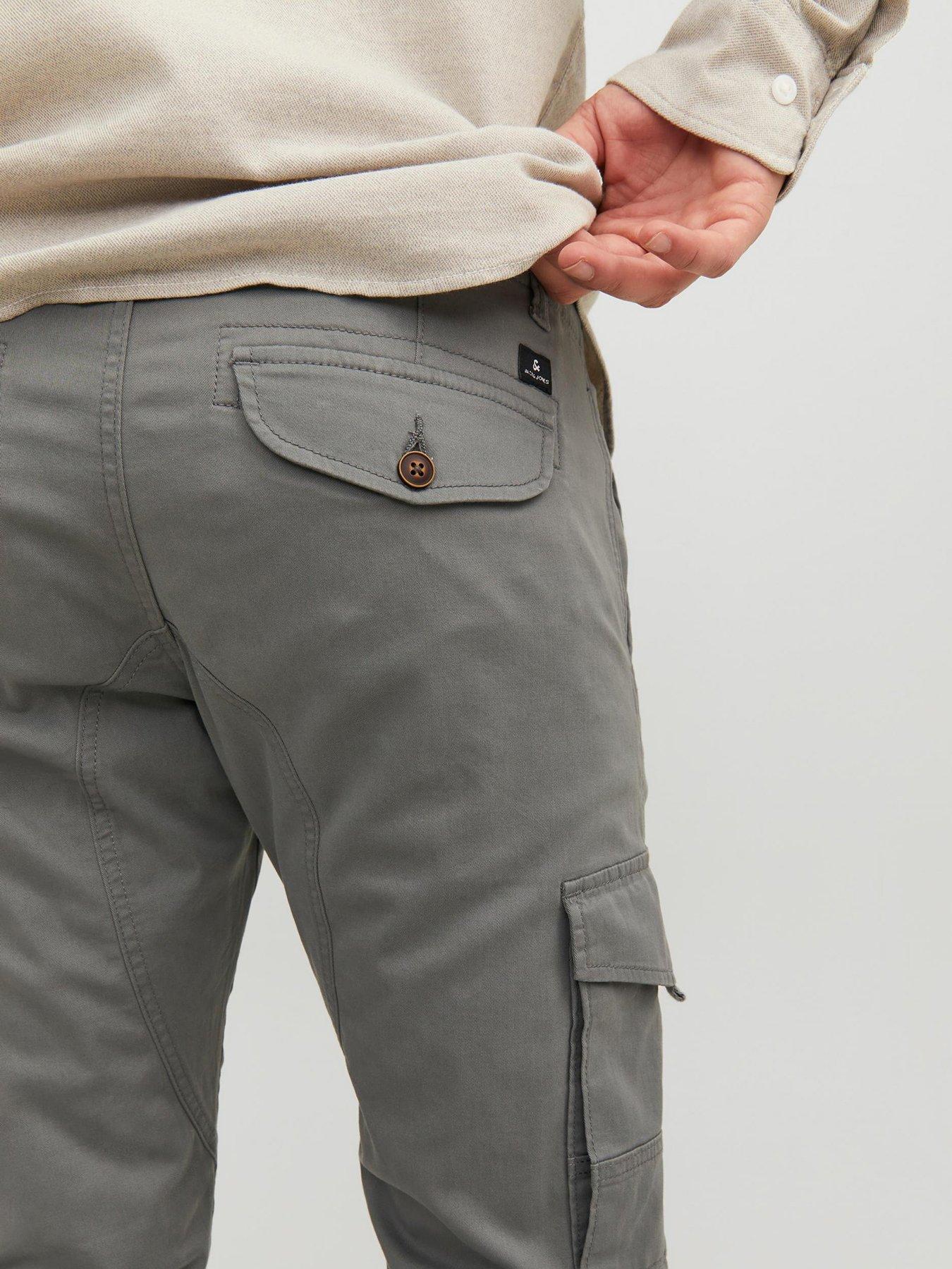  image of jack-jones-jack-amp-jones-paul-flake-cuffed-cargo-trousers-green
