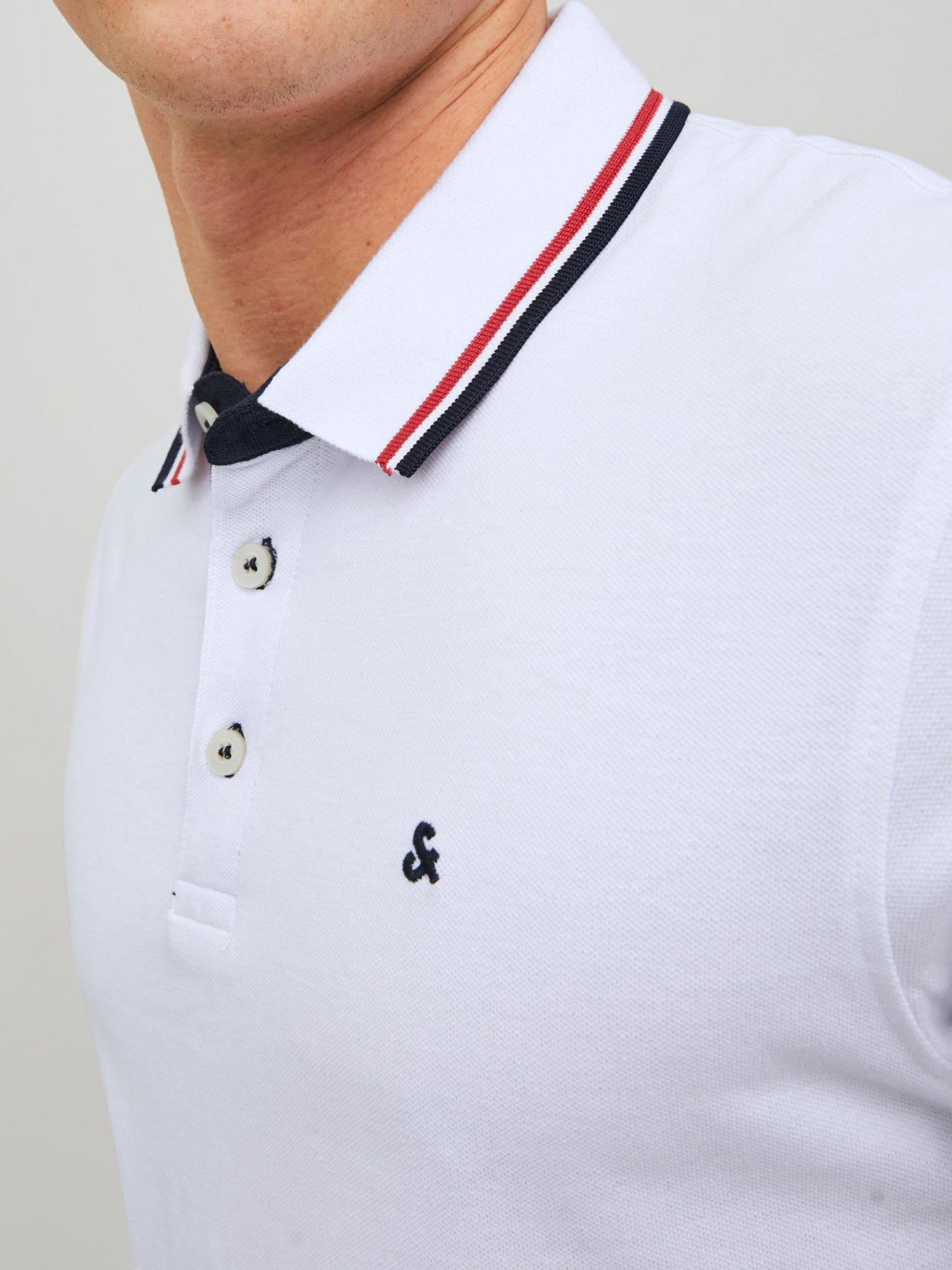  image of jack-jones-jack-amp-jones-paulos-tipped-polo-shirt-white