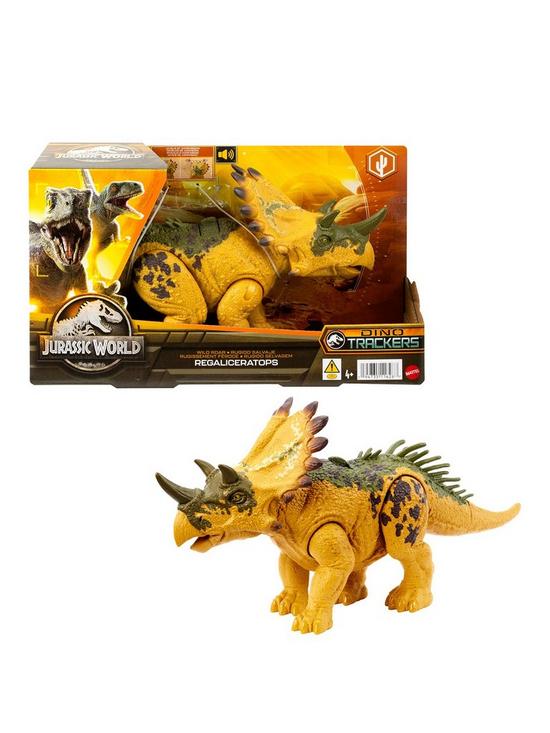 front image of jurassic-world-wild-roar-regaliceratops-dinosaur-figure