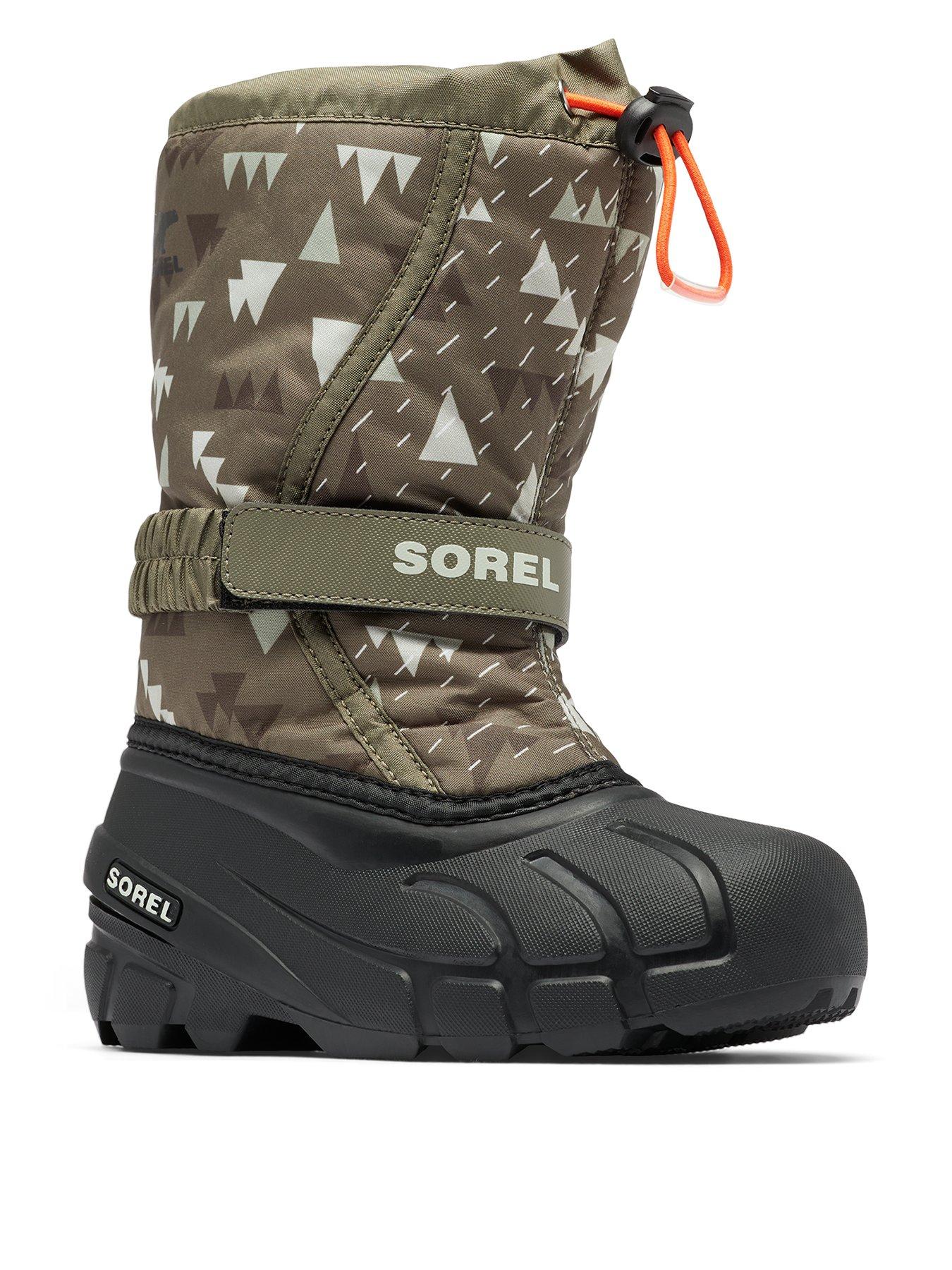 SOREL Kids Flurry Print Waterproof Snow Boot Khaki littlewoods