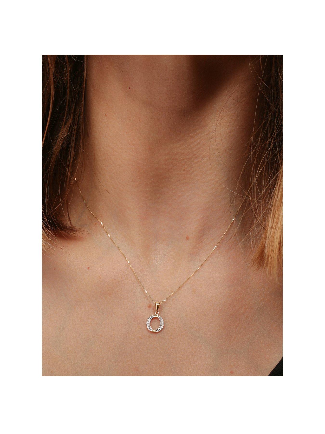 undefined 9ct Yellow Gold Diamond Initial Pendant Necklace