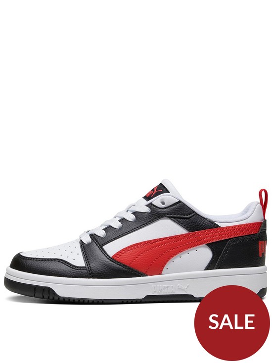 front image of puma-junior-rebound-v6-low-trainers-whitered