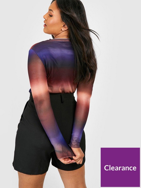 stillFront image of boohoo-plus-curve-ombre-mesh-crew-neck-top-purple