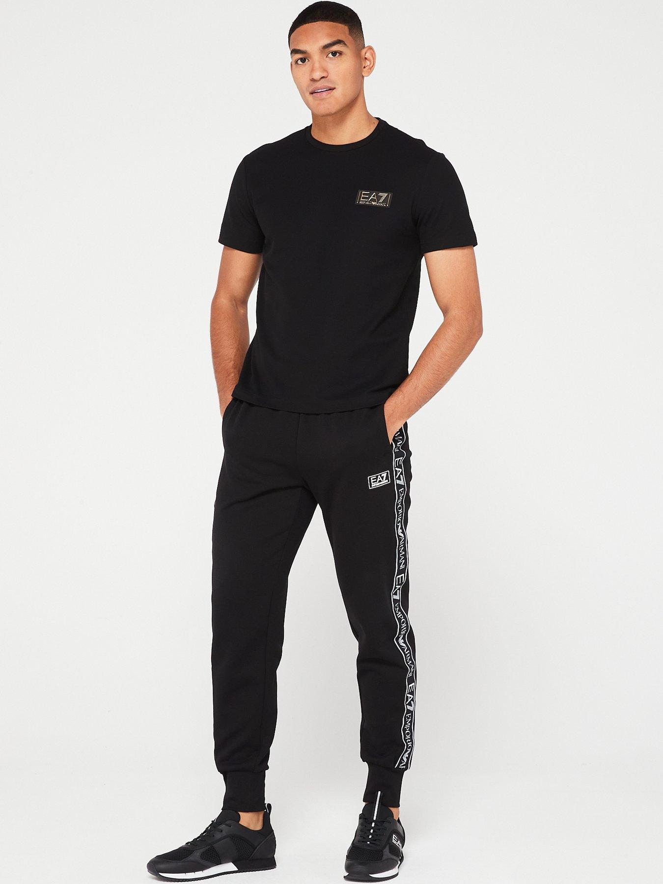 EA7 Emporio Armani Side Tape Jogger Black White littlewoods