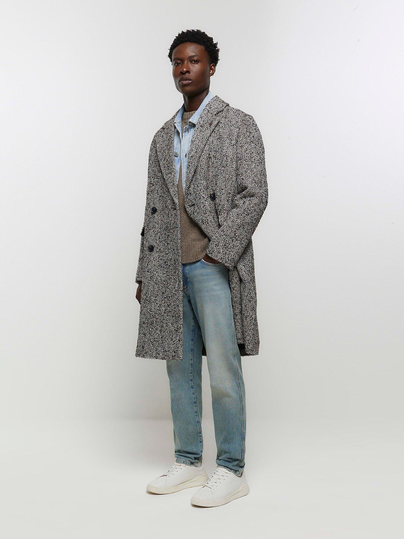 River island grey coat sales