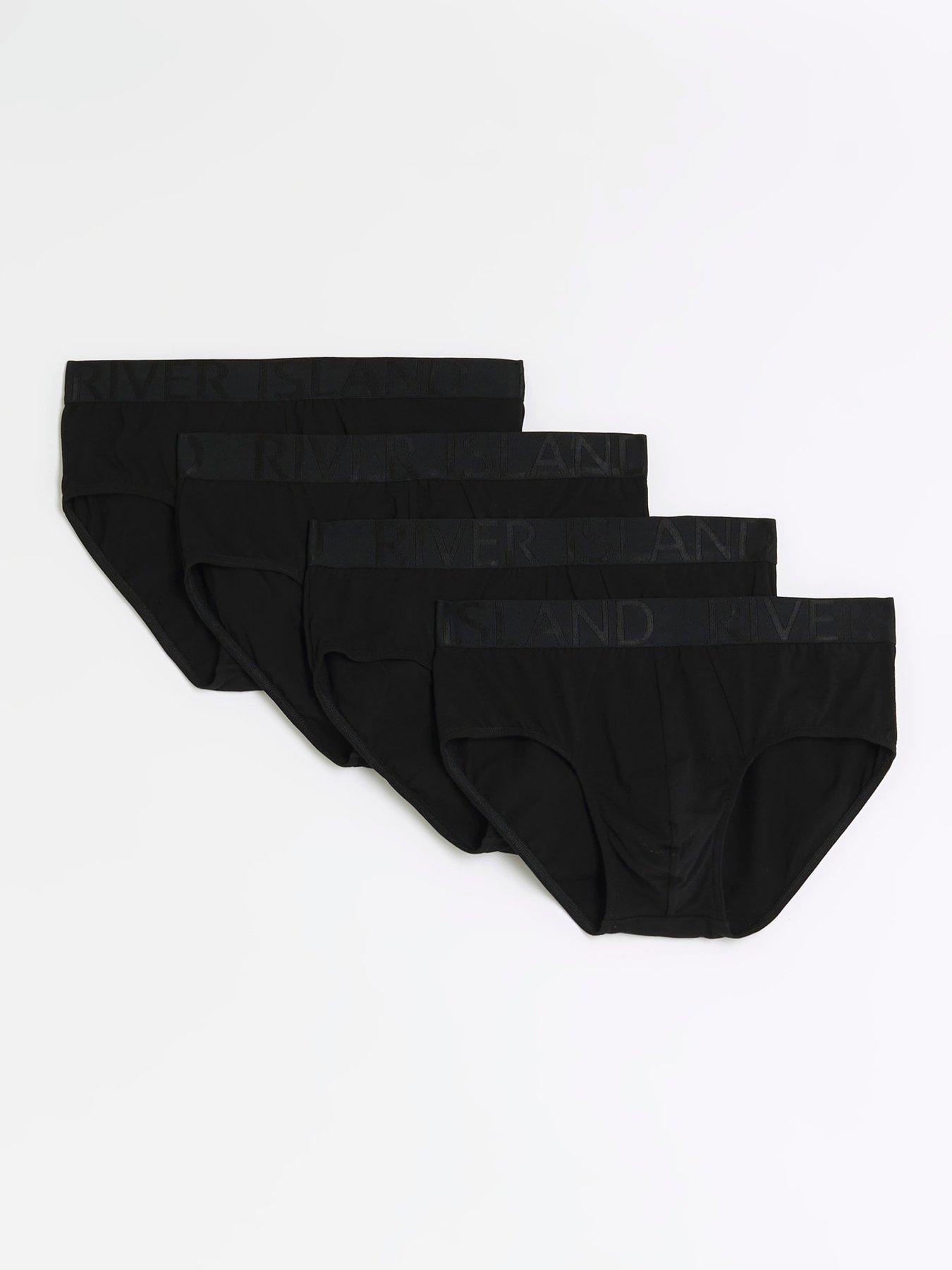 River Island Ri Rib Waistband Brief 4 Pack - Black | littlewoods.com