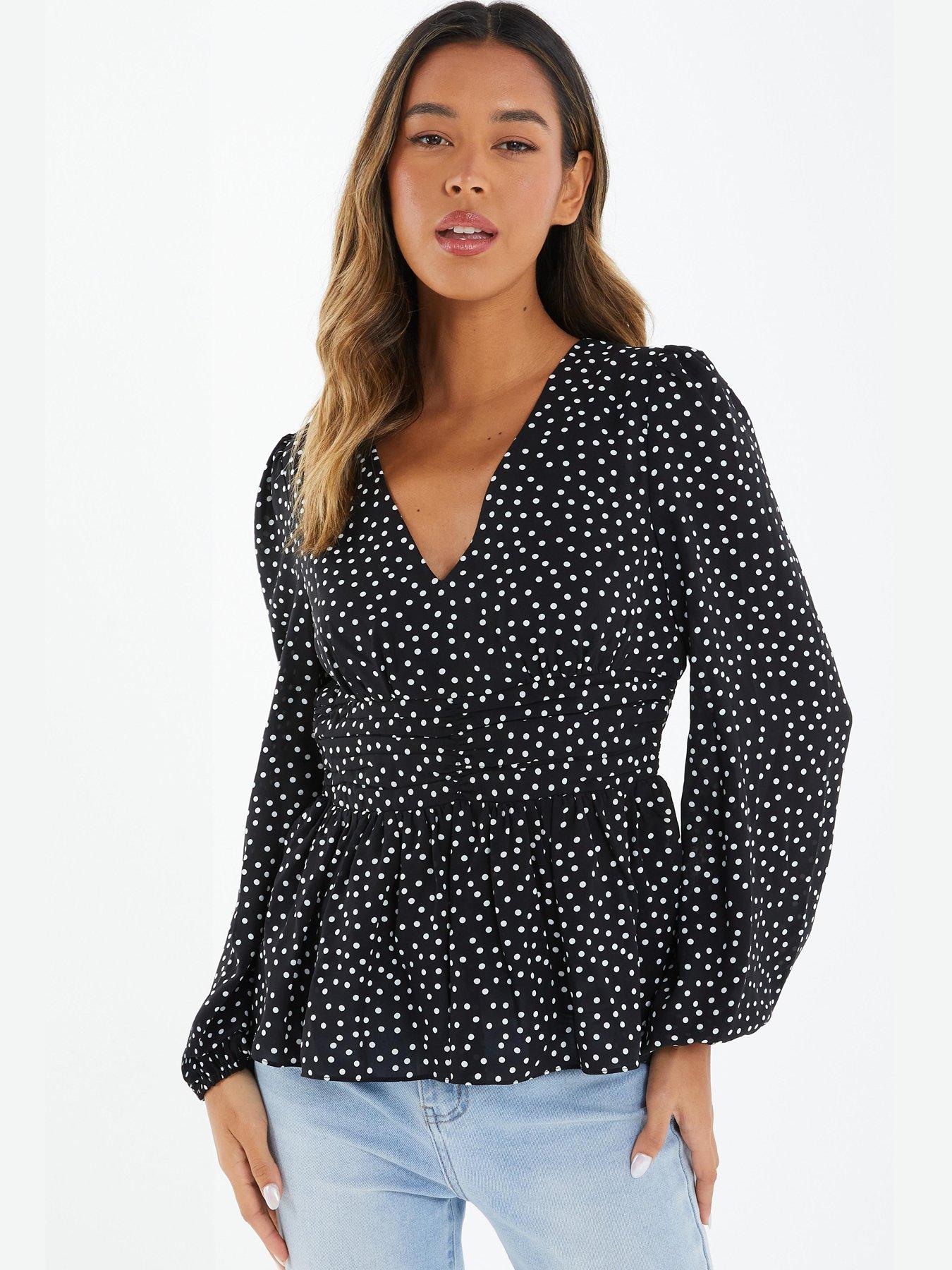 Quiz Black Chiffon Peplum Top | littlewoods.com