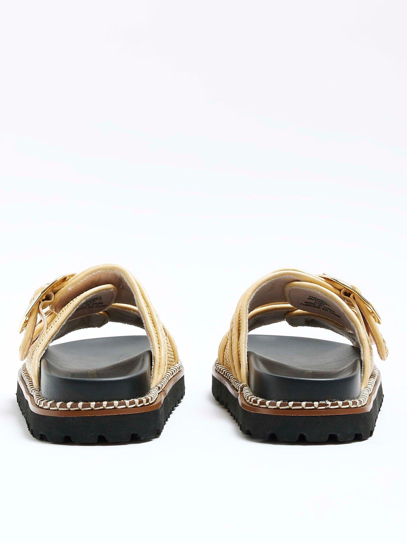 River island black online buckle sandals