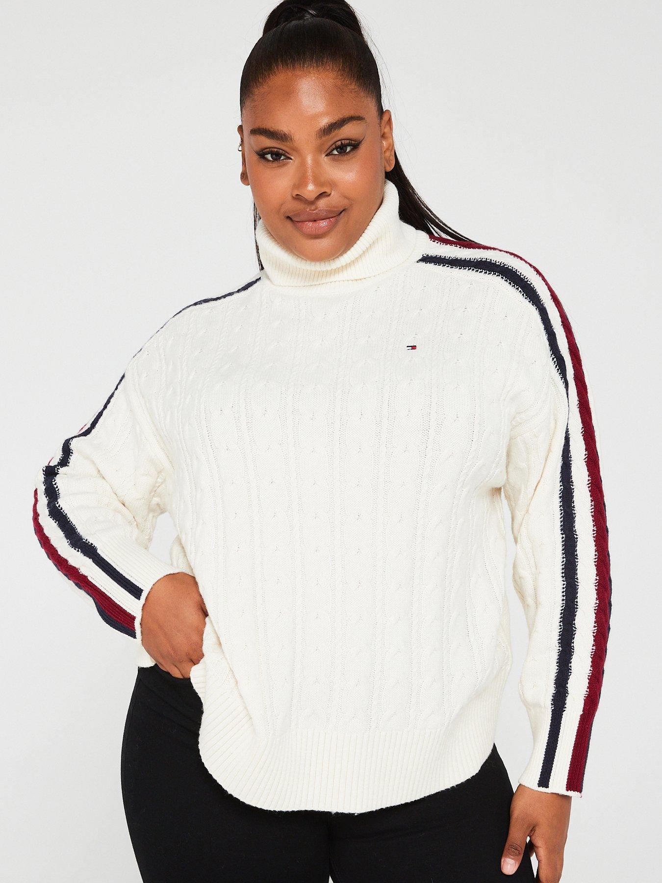 Yours Cable Stripe Crew Jumper - Cream