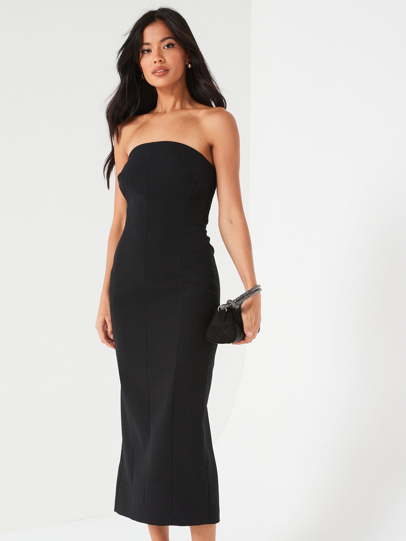 V by Very Bandeau Midi Dress Black littlewoods
