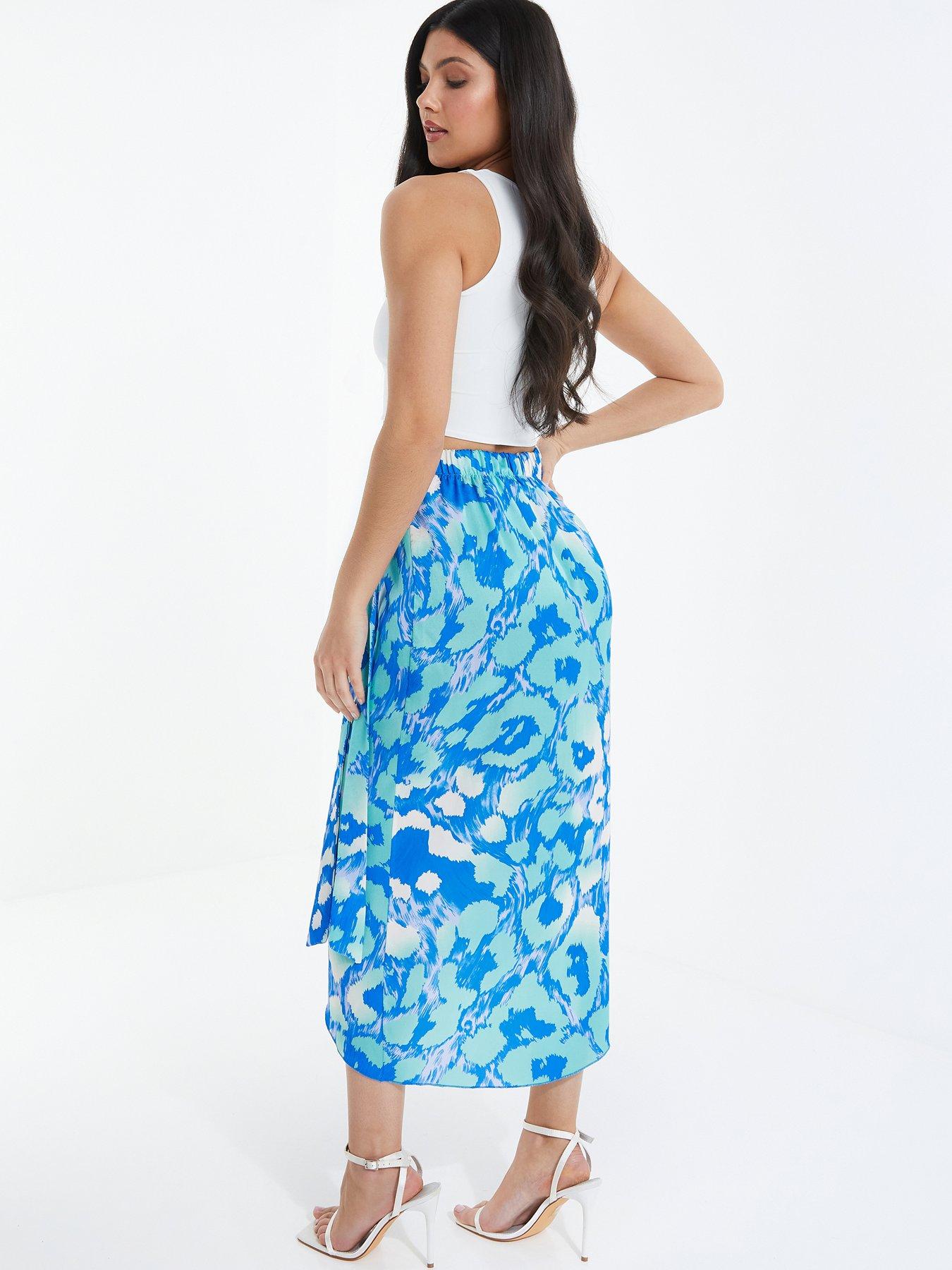 Leopard Print Satin Wrap Midi Skirt