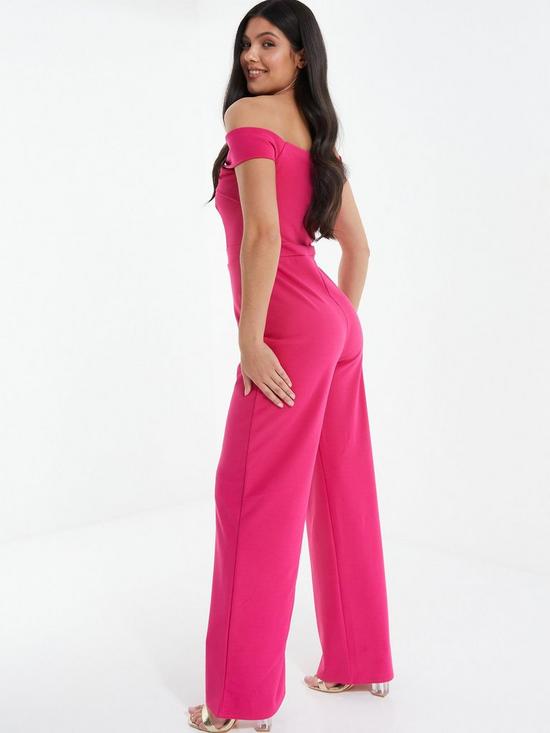 stillFront image of quiz-bardot-palazzo-jumpsuit-pink