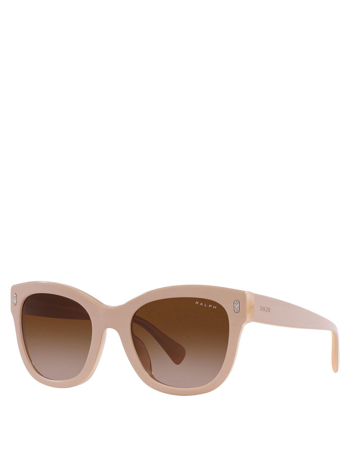 front image of ralph-oval-acetate-sunglasses-beige