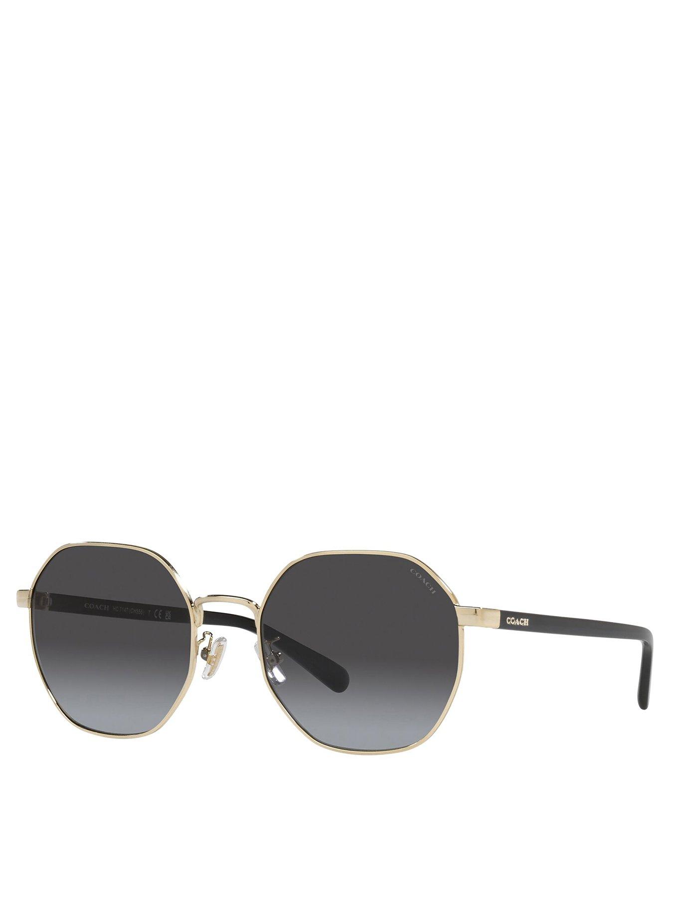 COACH 0hc7147 Irregular Sunglasses Shiny Light Gold Frame With Grey Gradient Lens