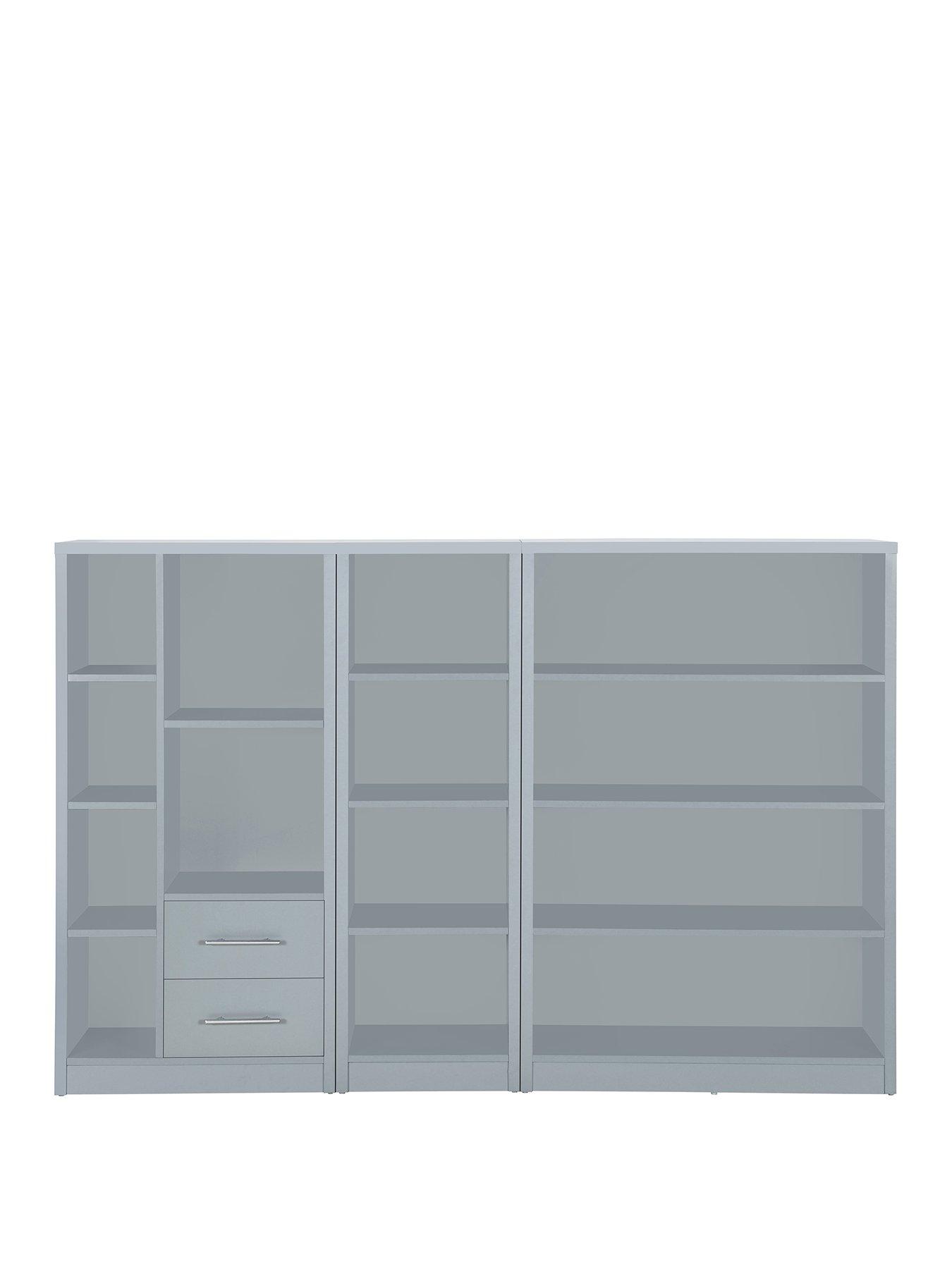 Image 2 of 7 of The Very Collection Metro 3 Piece Storage Bookcase Package - Grey&nbsp;- FSC&reg; Certified