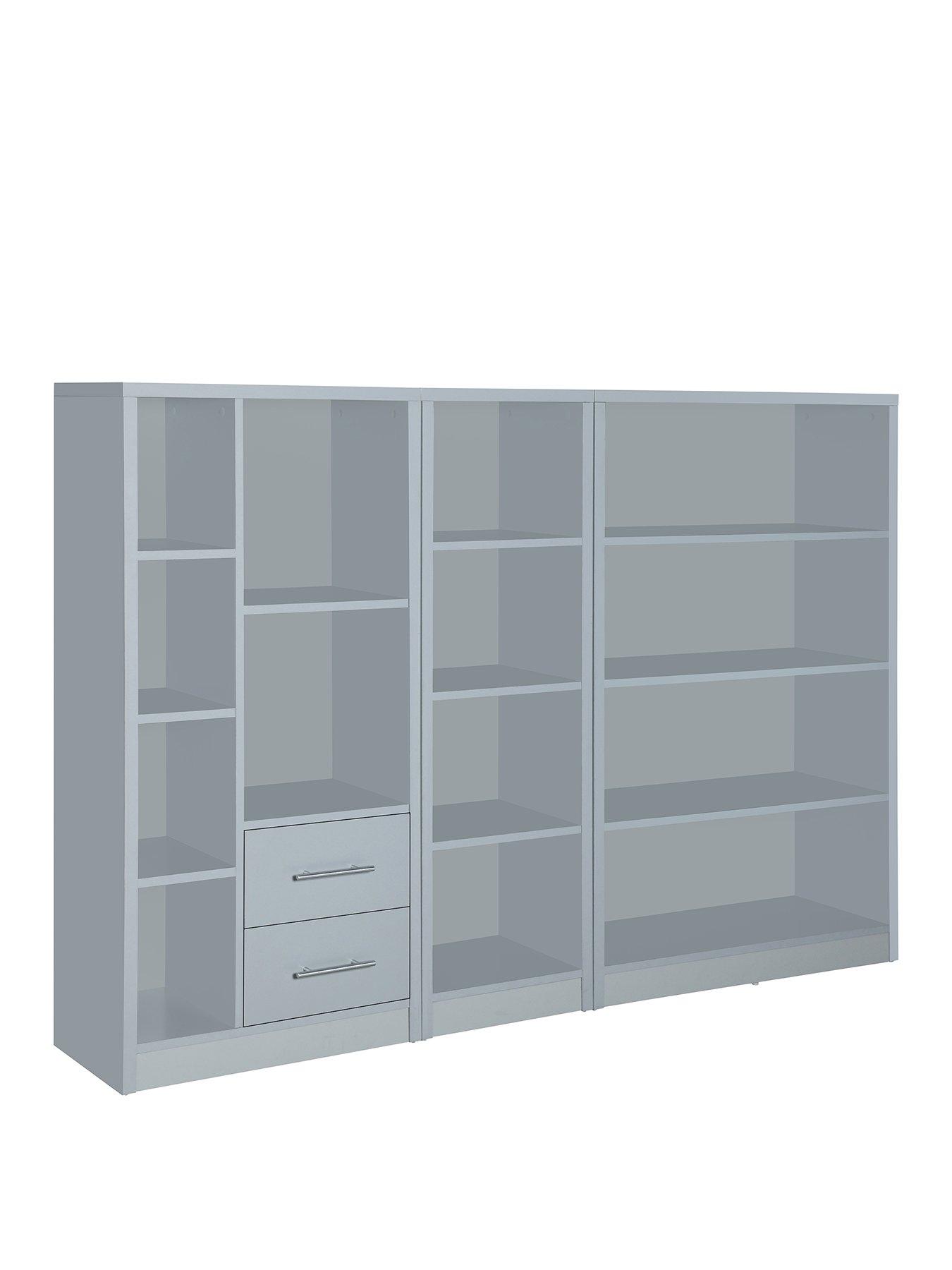 Image 3 of 7 of The Very Collection Metro 3 Piece Storage Bookcase Package - Grey&nbsp;- FSC&reg; Certified