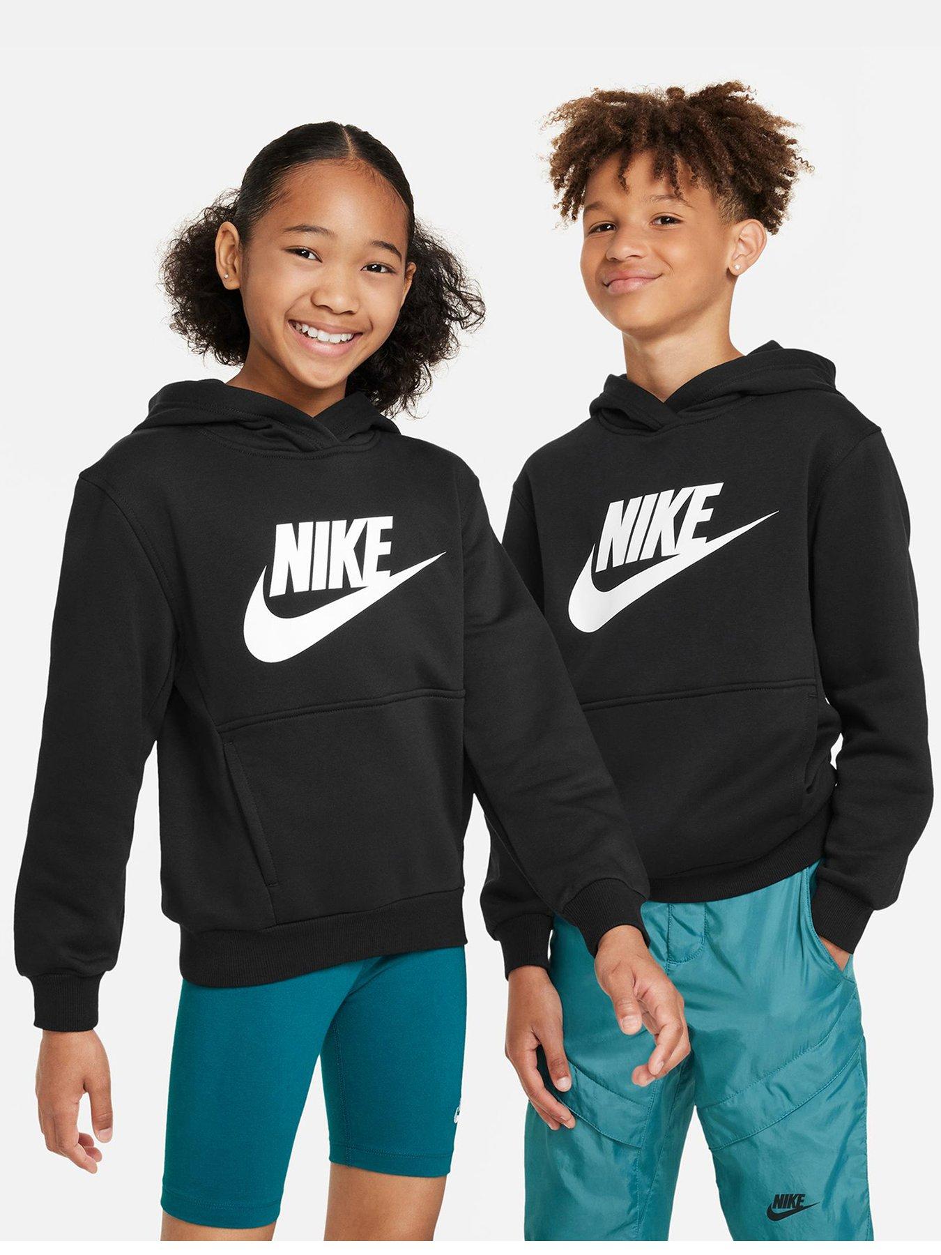 Nike Older Unisex Club Fleece Big Logo Hoodie - Black/White