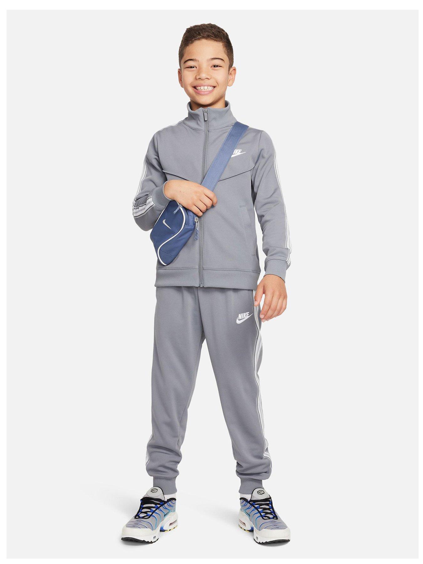 Nike Older Unisex Poly Taped Full Zip Tracksuit Grey