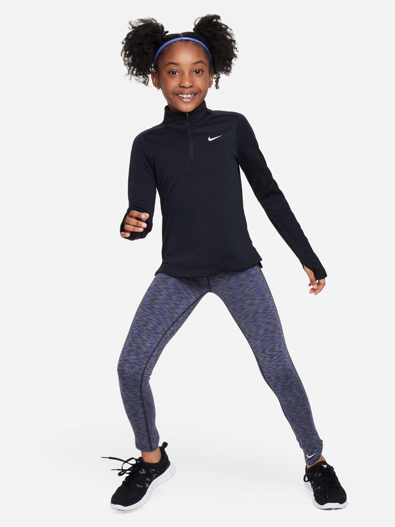 Nike Older Girls Dri-fit Half Zip Long Sleeve Training Top - Black