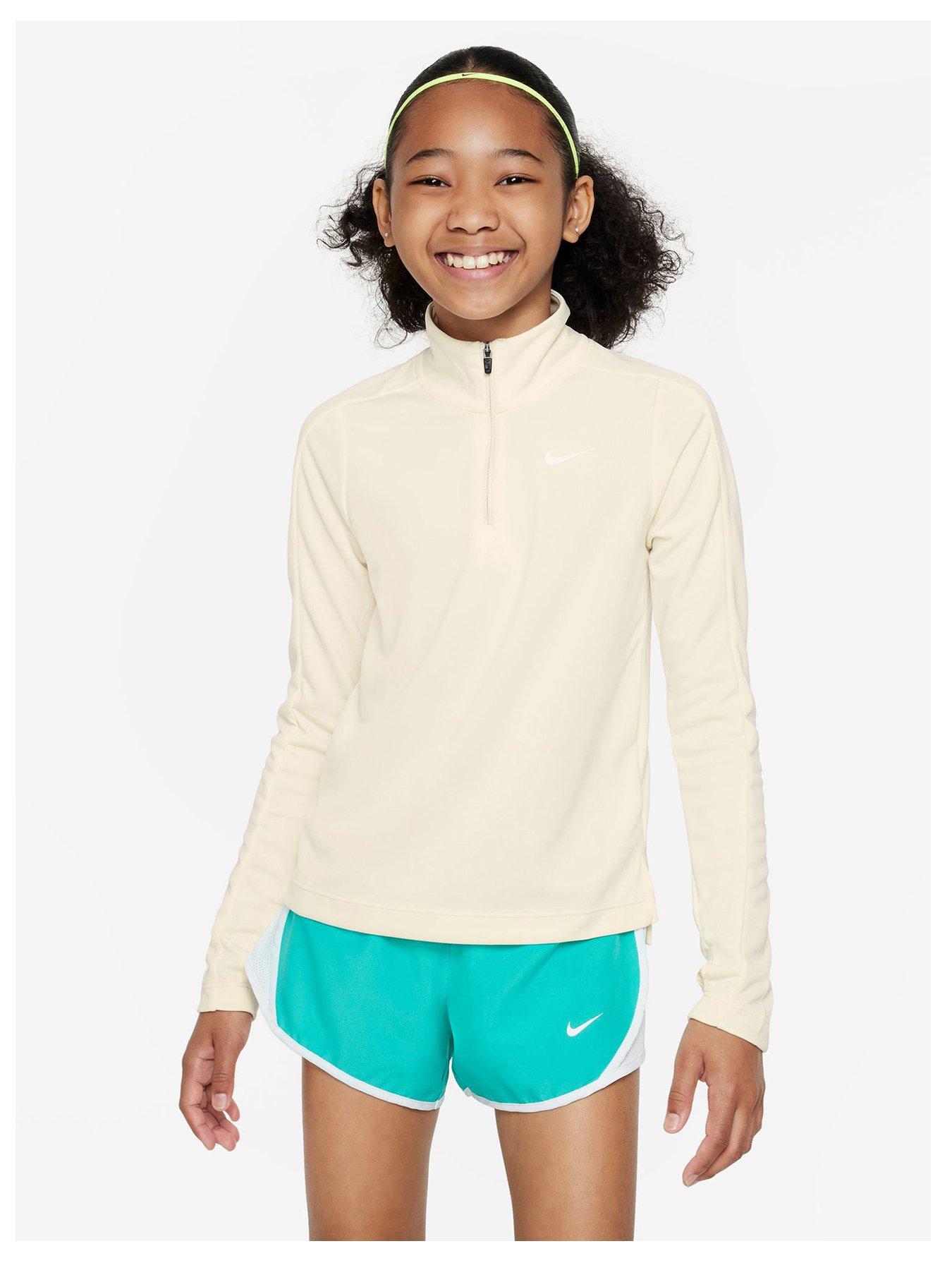 Nike Older Girls Dri-fit Half Zip Long Sleeve Training Top - Black