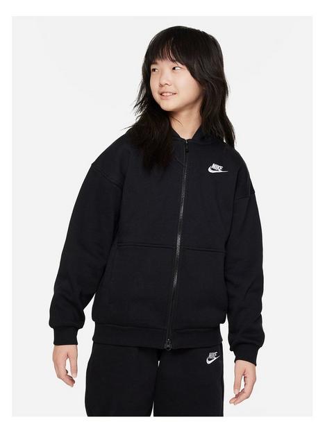 nike-older-girls-club-oversized-zip-through-hoodie-black