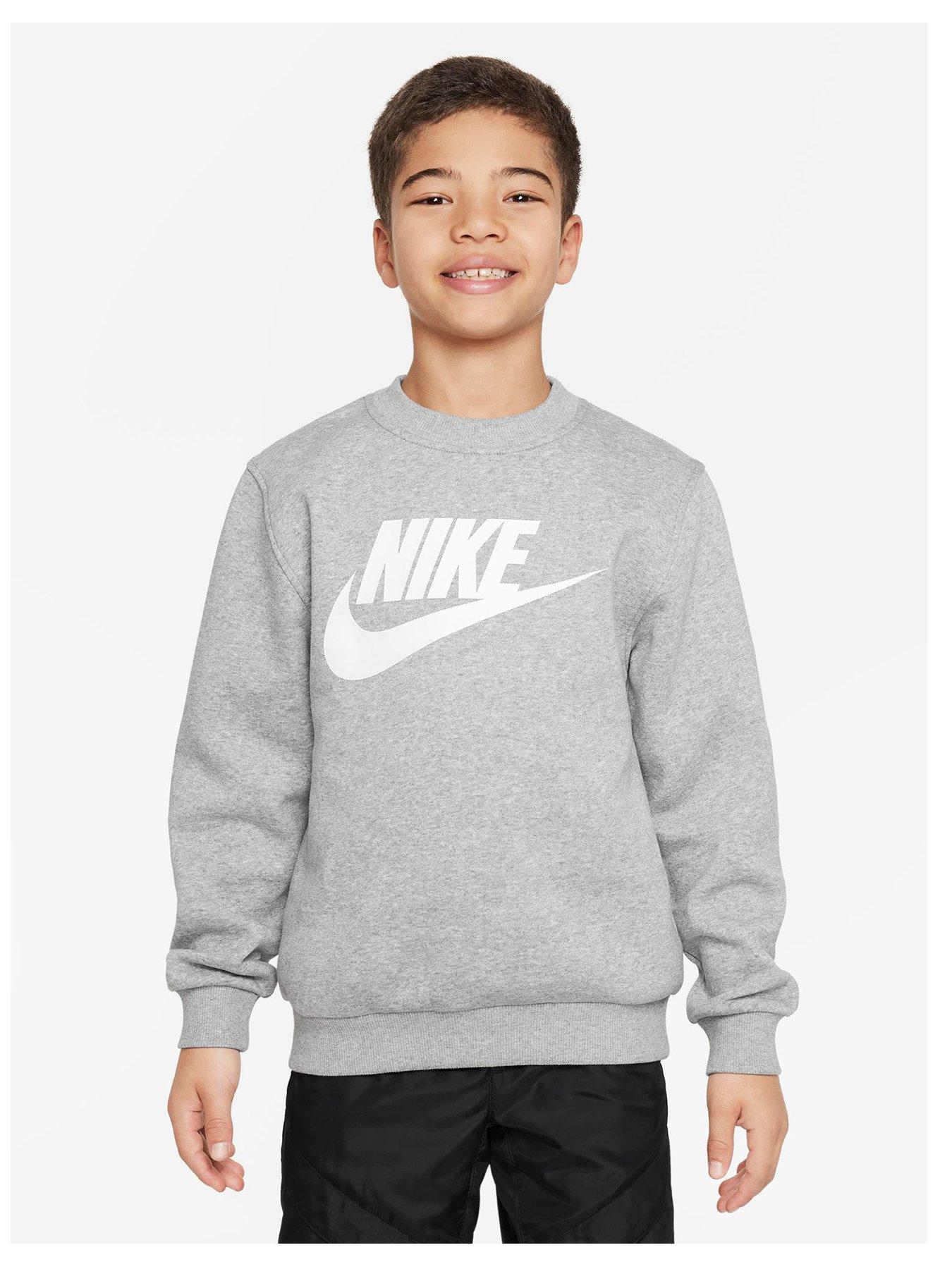 Nike Older Unisex Club Fleece Crew - Dark Grey