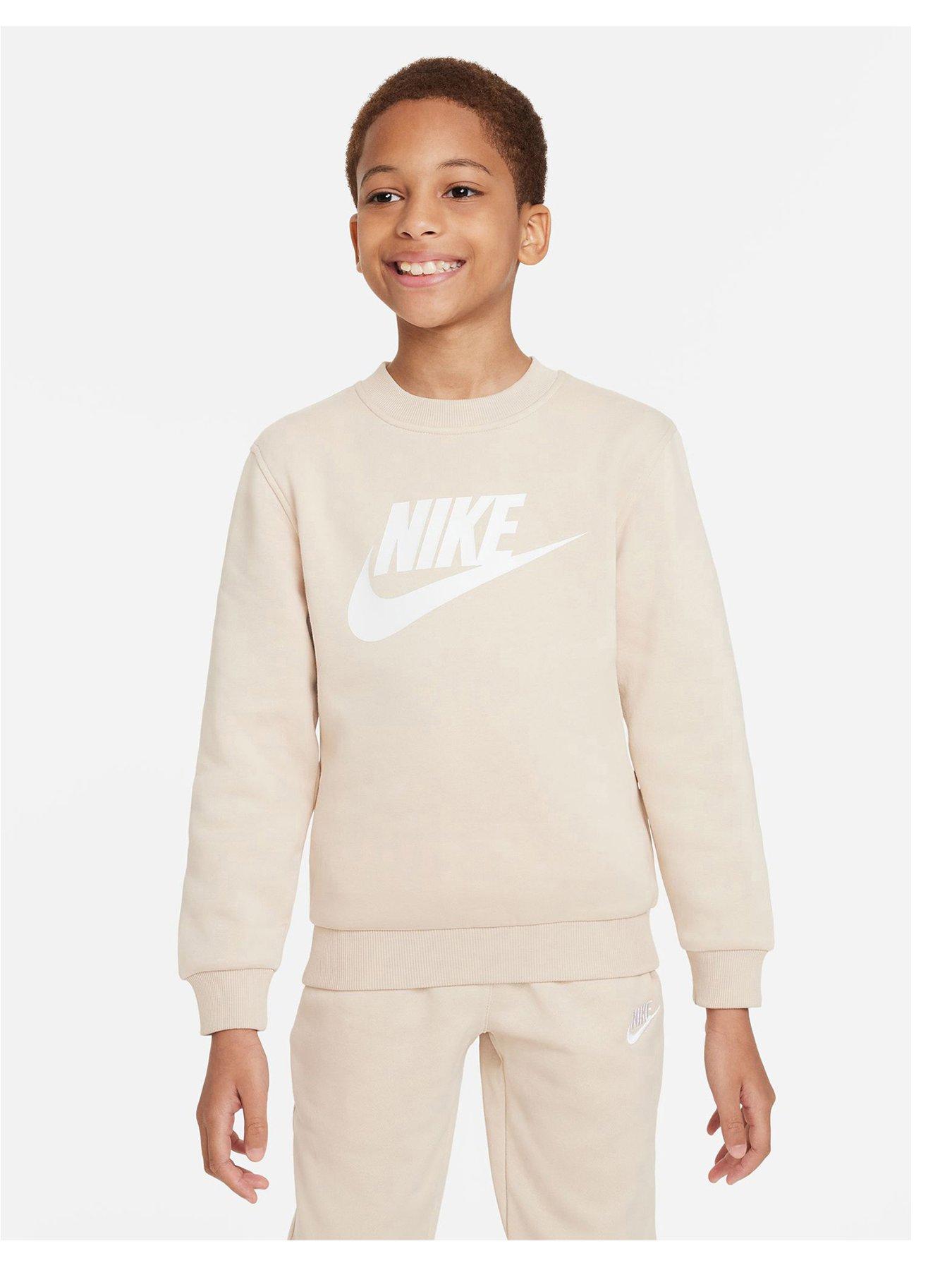 Nike Older Unisex Club Fleece Small Logo Hoodie - Beige